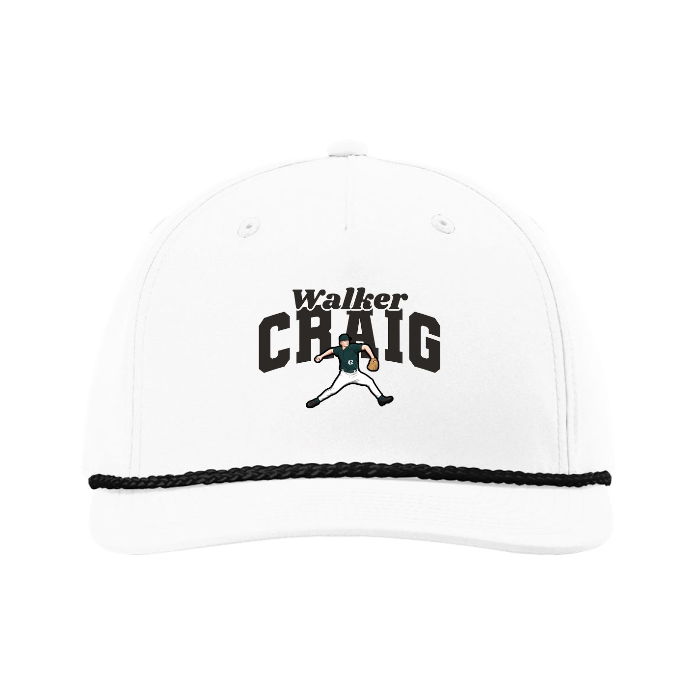 Five-Panel Classic Rope Cap — Signature Arch in White