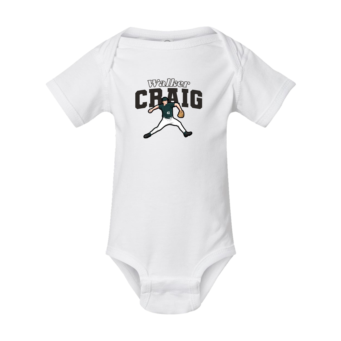 Baby Onesie — Name Arch in White
