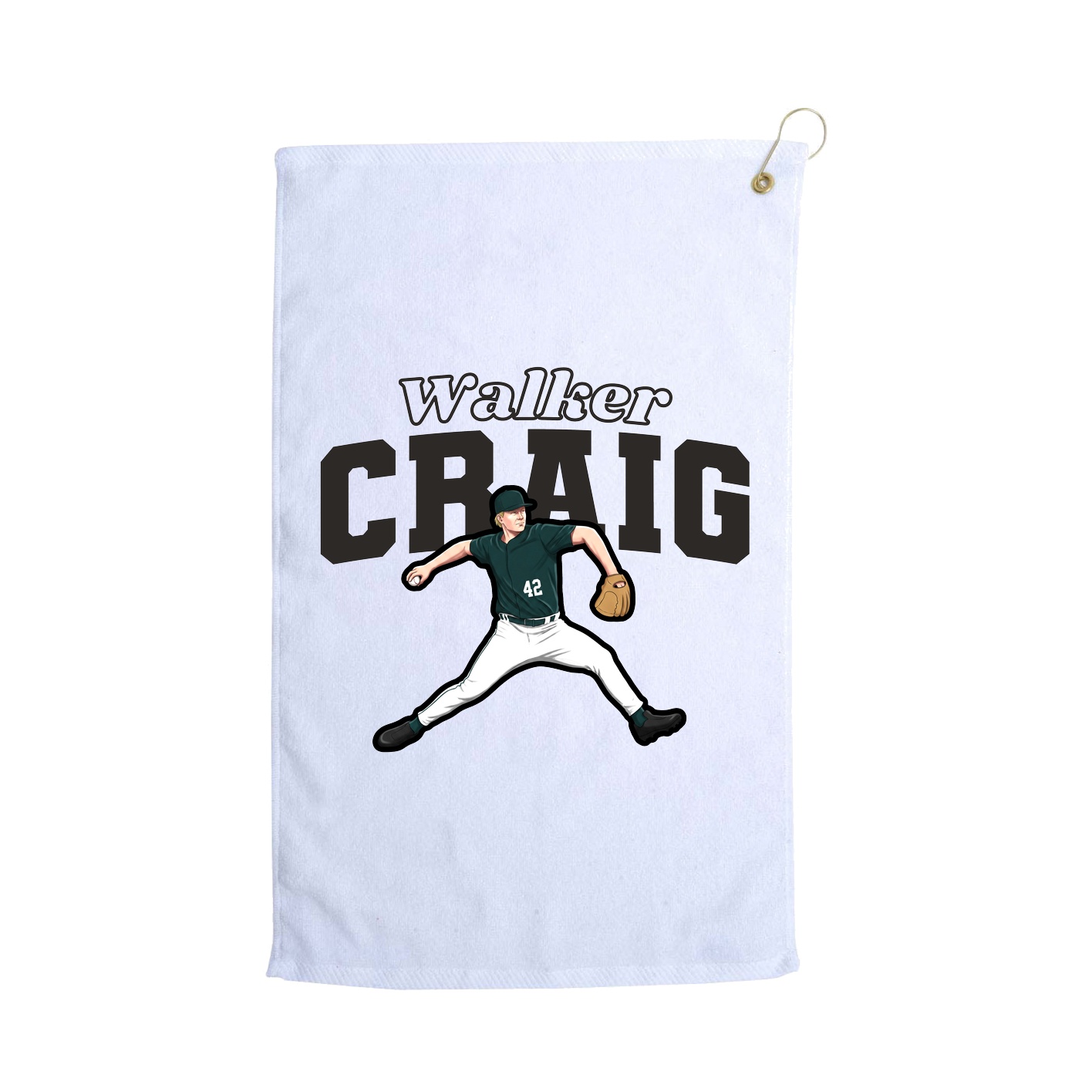 Golf Towel — Name Arch in White