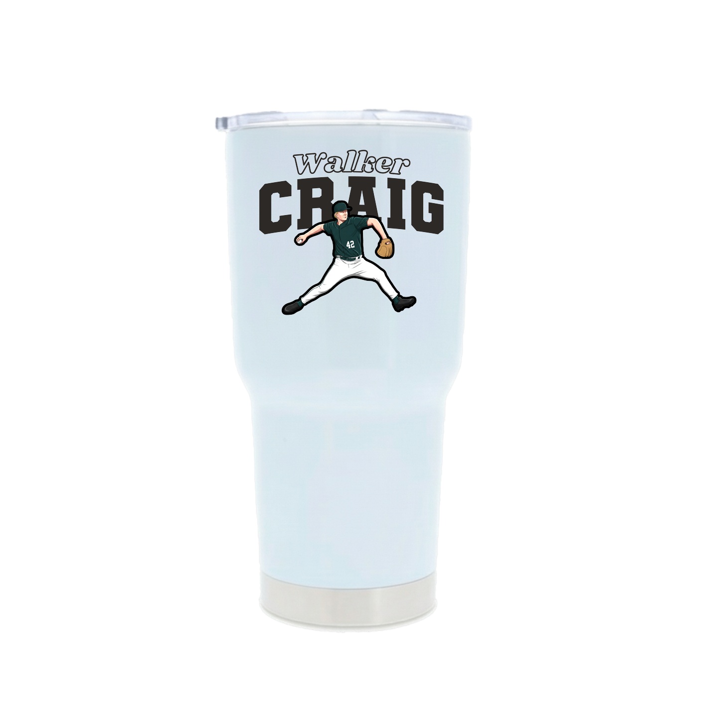 30oz Stainless Steel Tumbler — Name Arch in White