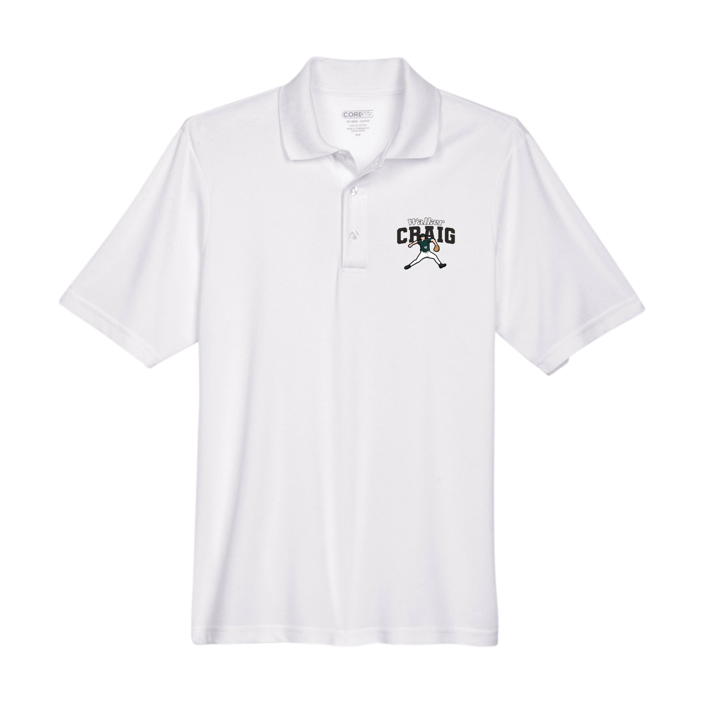 Performance Polo — Name Arch in White