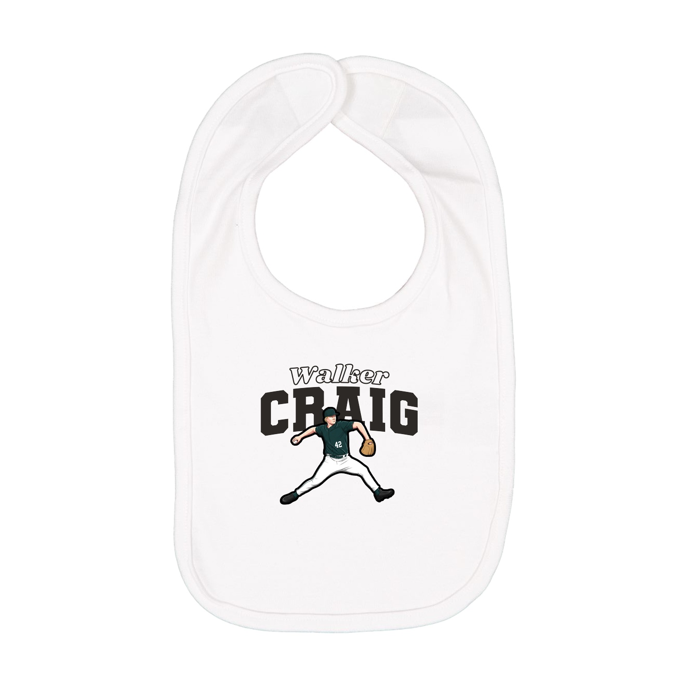 Infant Bib — Name Arch in White