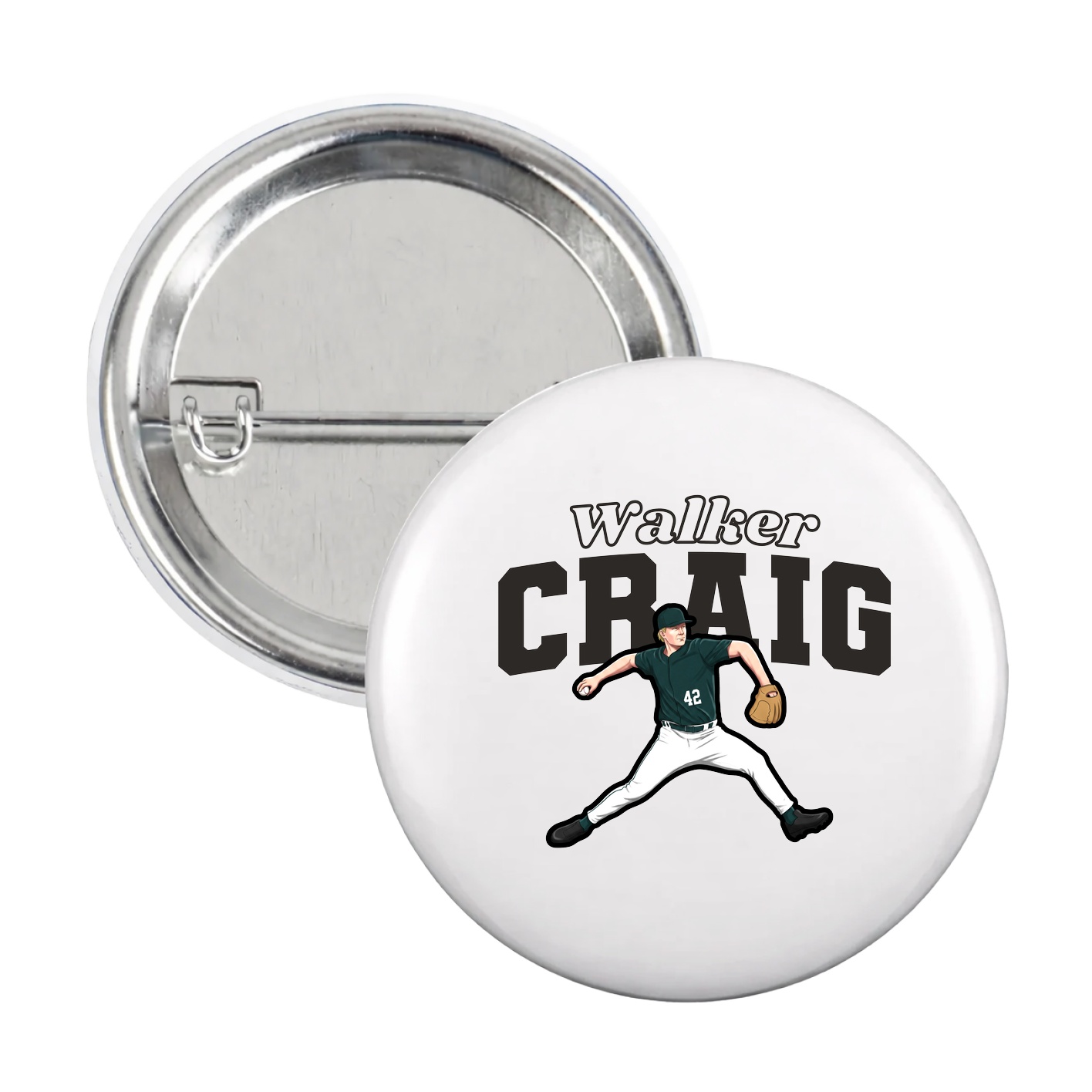 Game Day Button — Name Arch in White