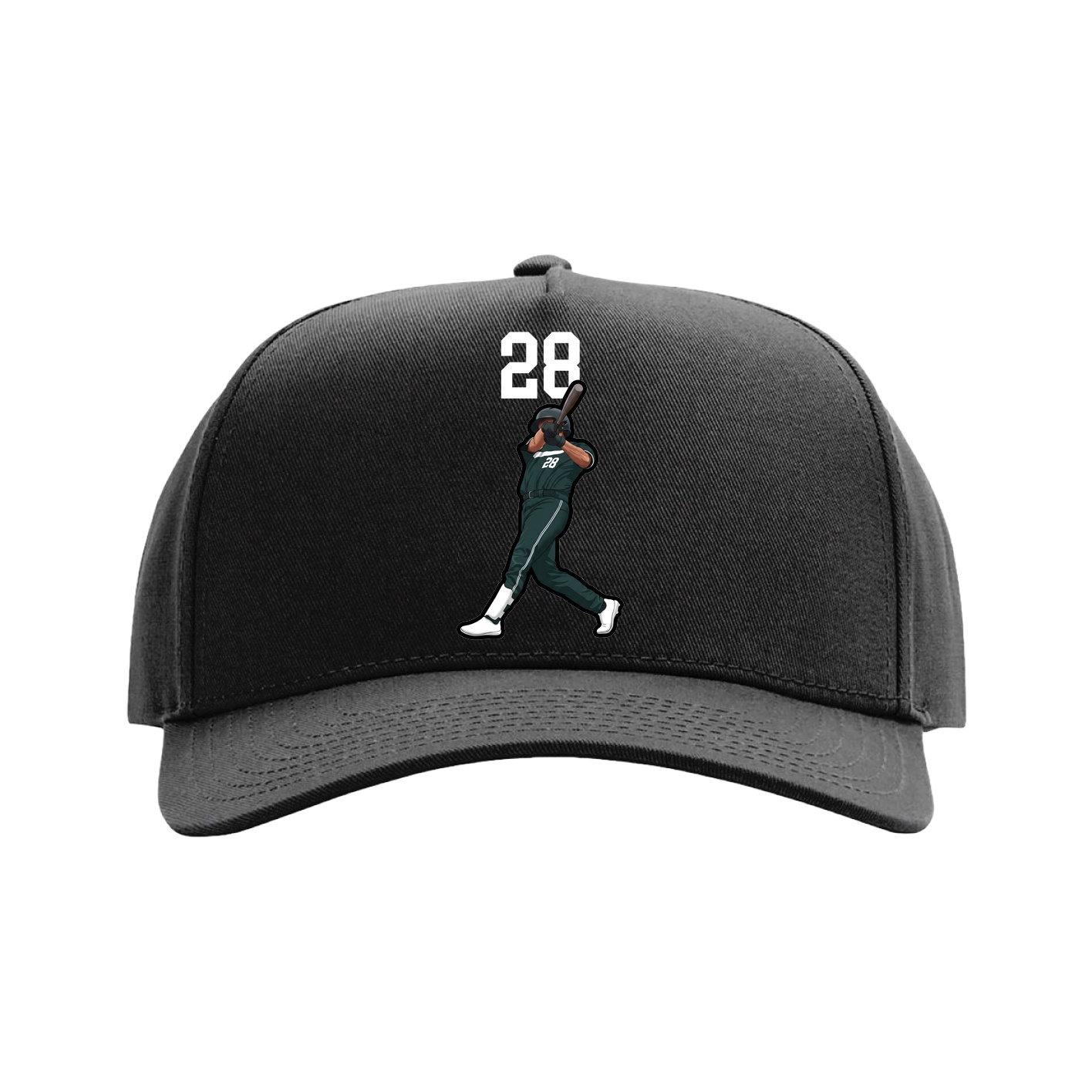 Full Fabric Five-Panel Champ Cap — Number Top in Black