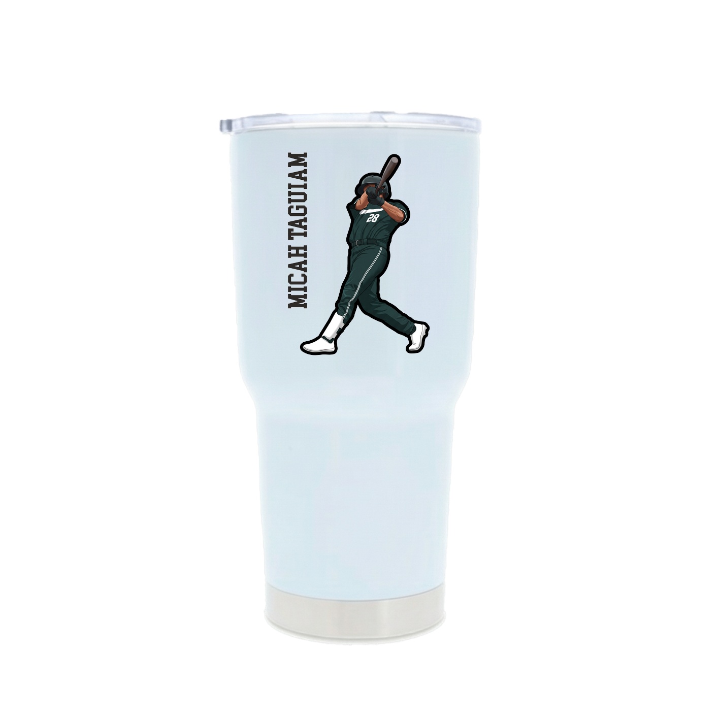 30oz Stainless Steel Tumbler — Name Vertical in White