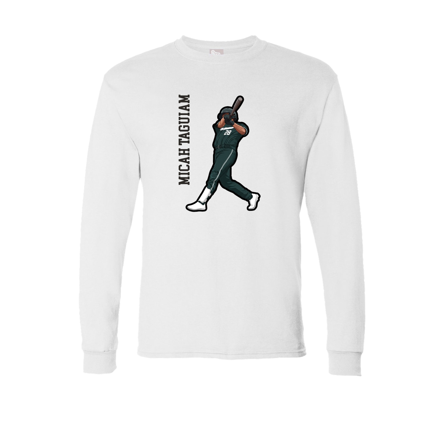 Long Sleeve Tee — Name Vertical in White