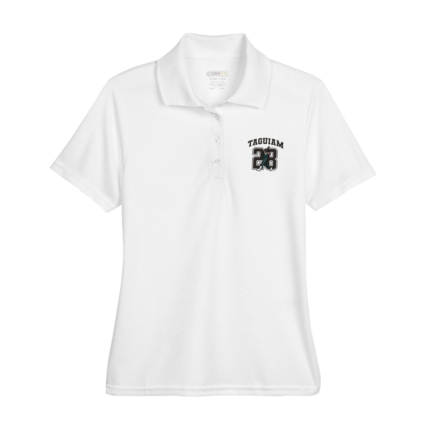 Womens Performance Polo — Number in White