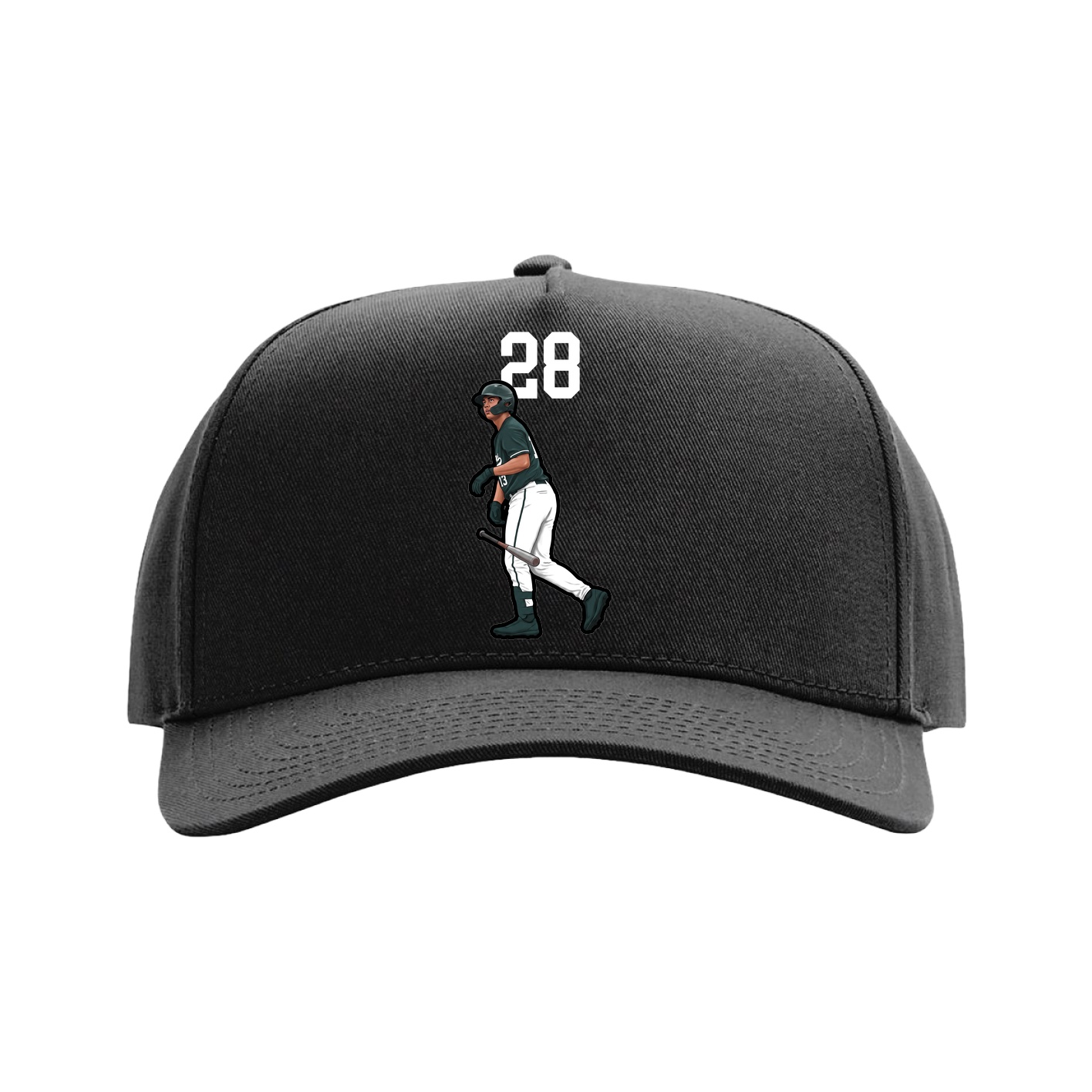 Full Fabric Five-Panel Champ Cap — Number Top in Black