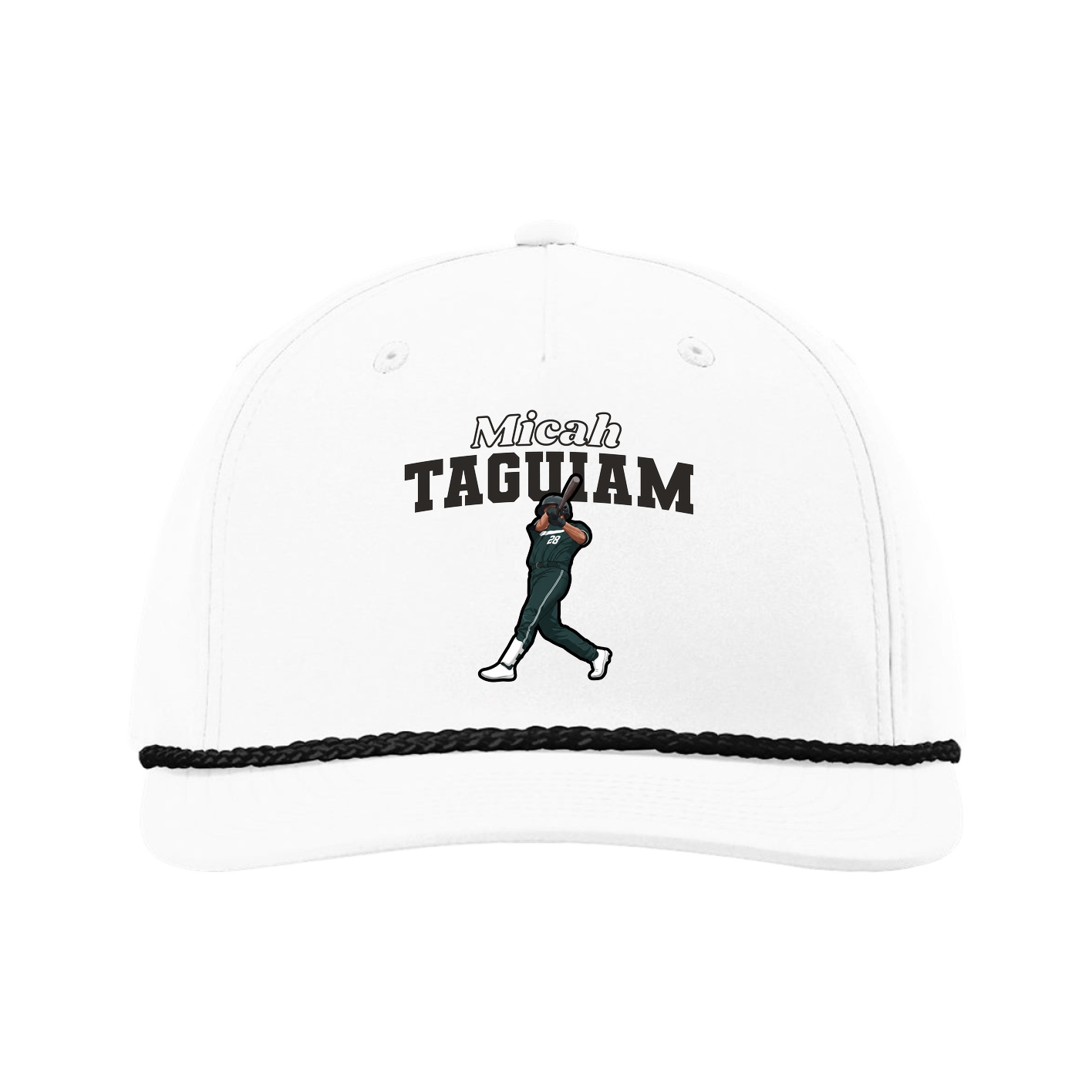 Five-Panel Classic Rope Cap — Name Arch in White