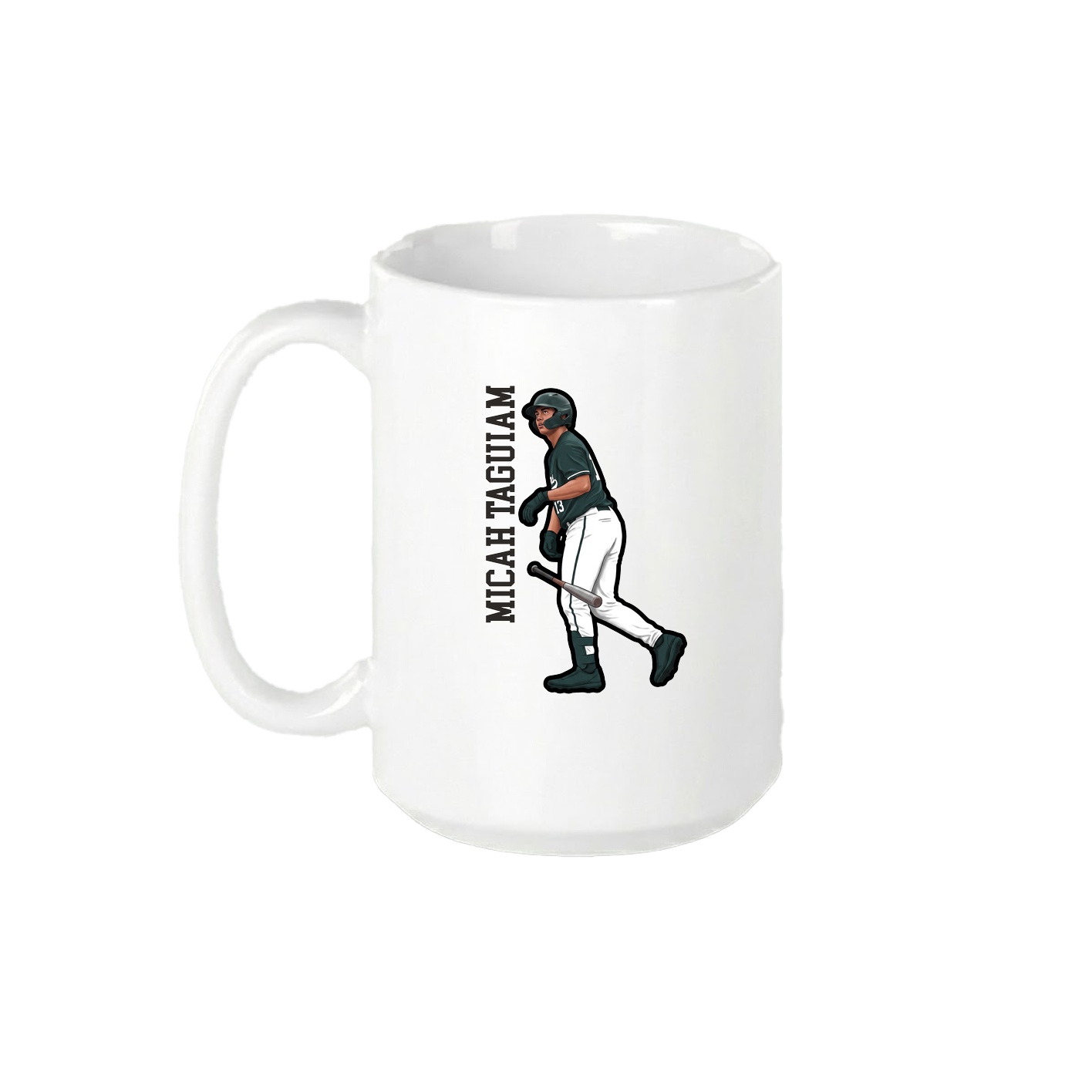 15oz Coffee Mug — Name Vertical in White