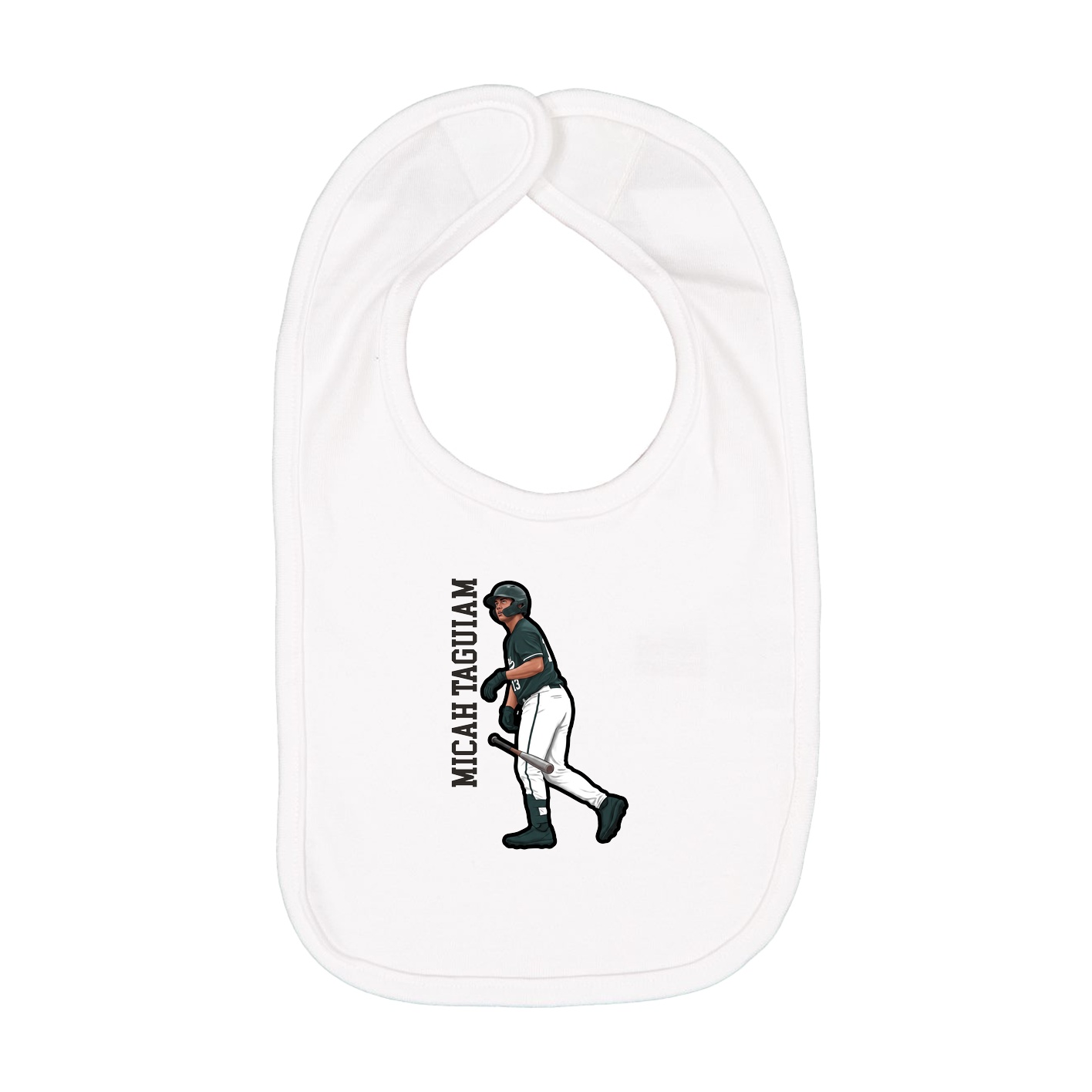 Infant Bib — Name Vertical in White