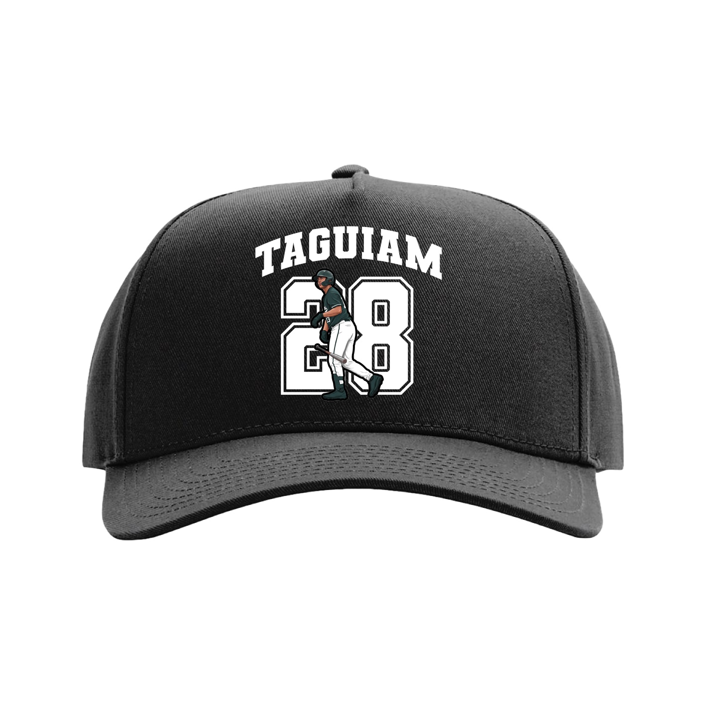 Full Fabric Five-Panel Champ Cap — Number in Black