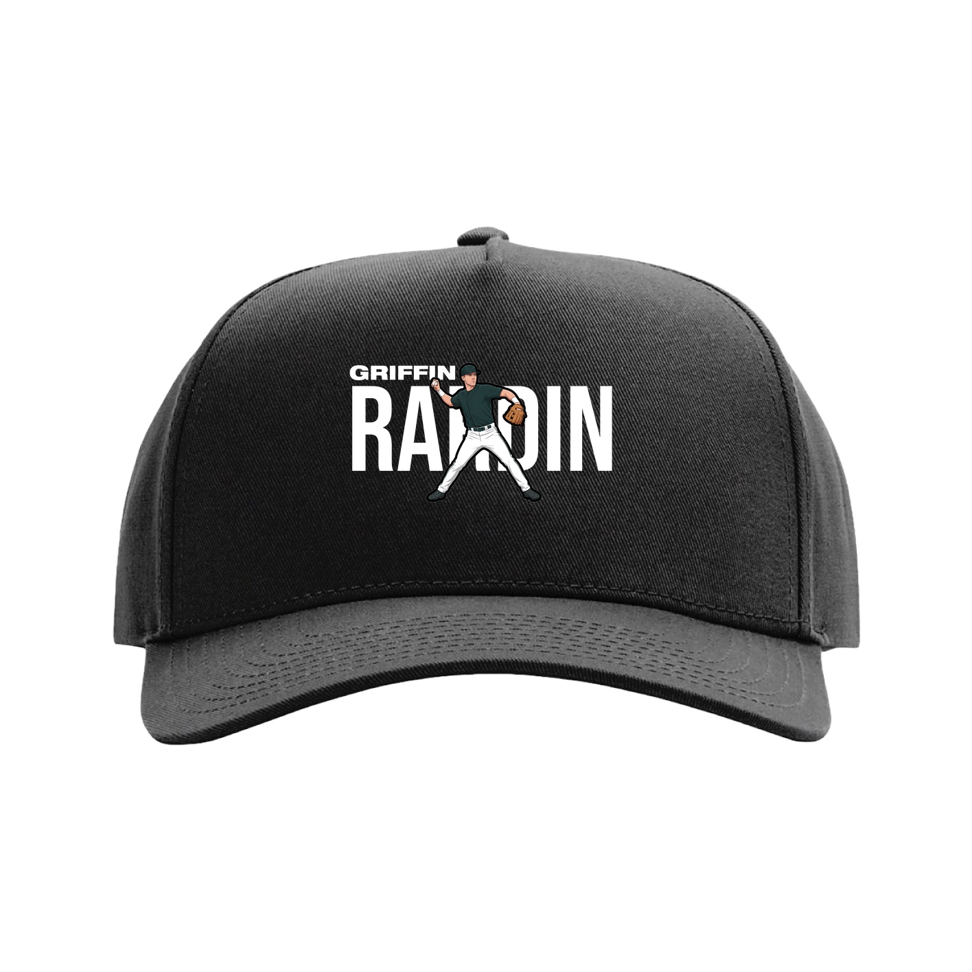 Full Fabric Five-Panel Champ Cap — Player Name in Black