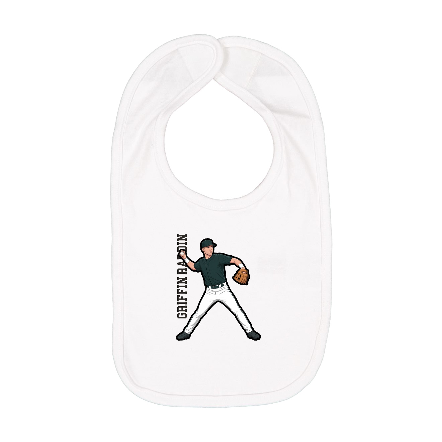 Infant Bib — Name Vertical in White