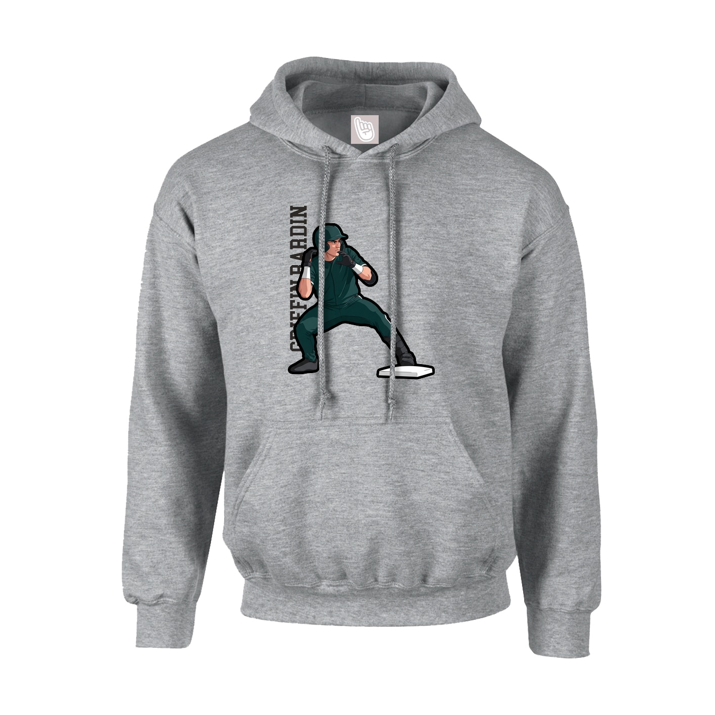 Youth Hoodie — Name Vertical in Grey