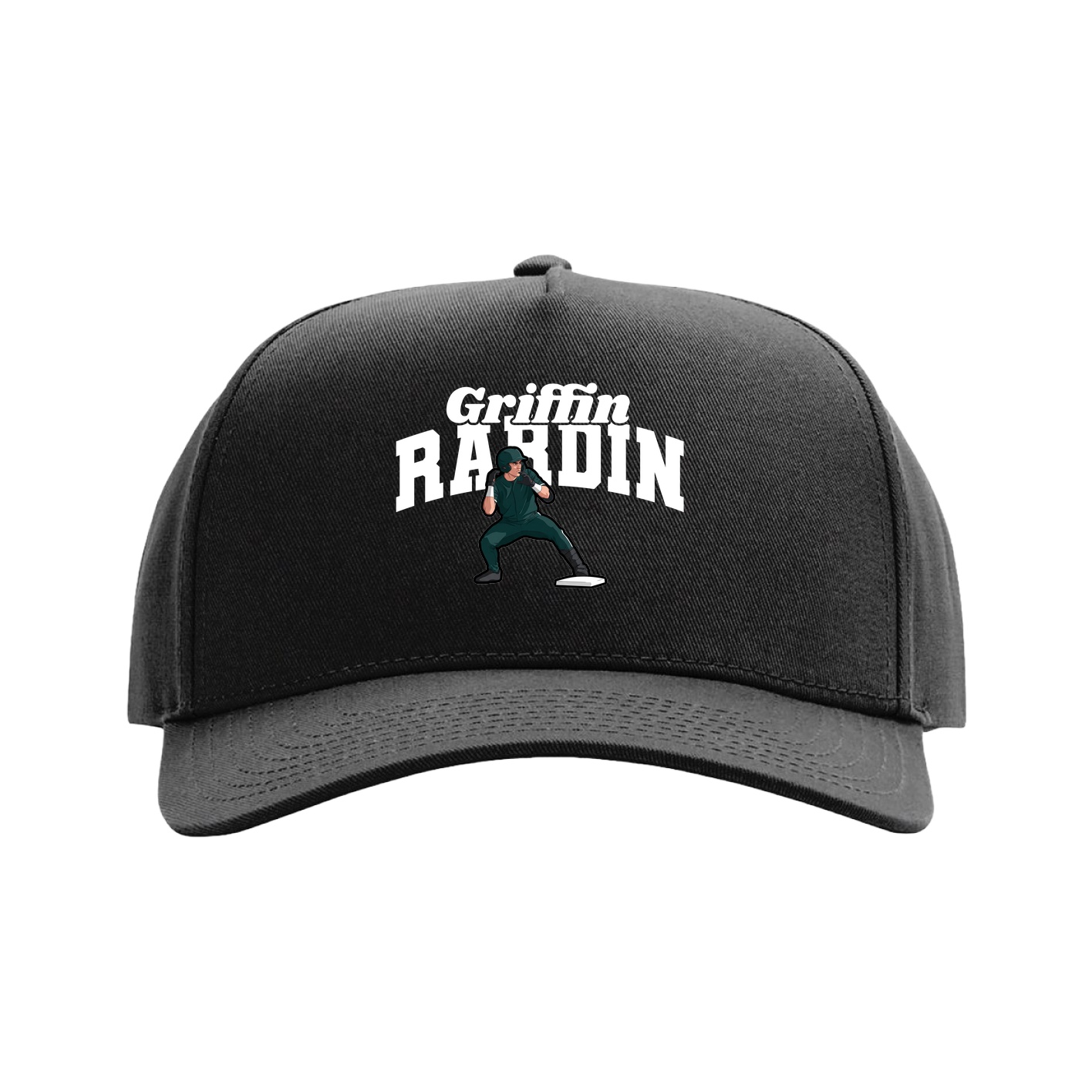 Full Fabric Five-Panel Champ Cap — Signature Arch in Black