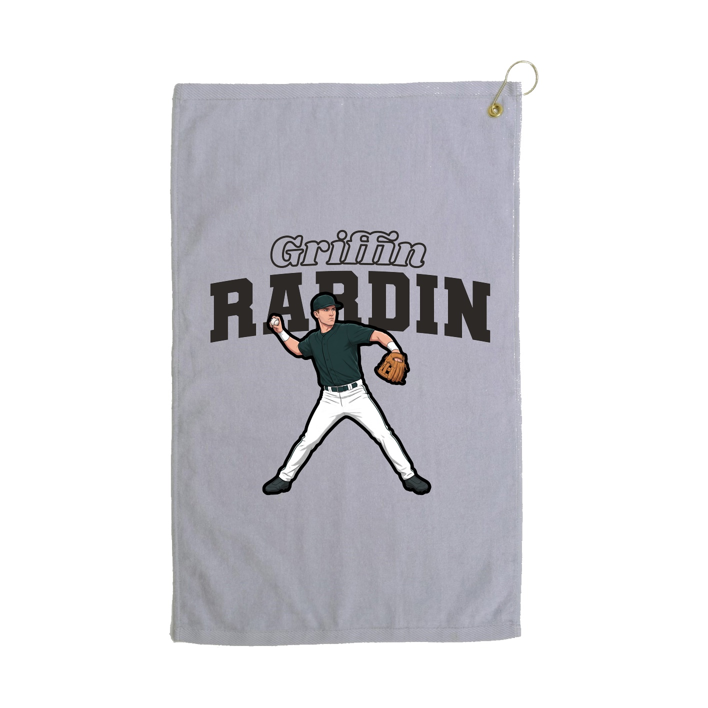 Golf Towel — Name Arch in Grey