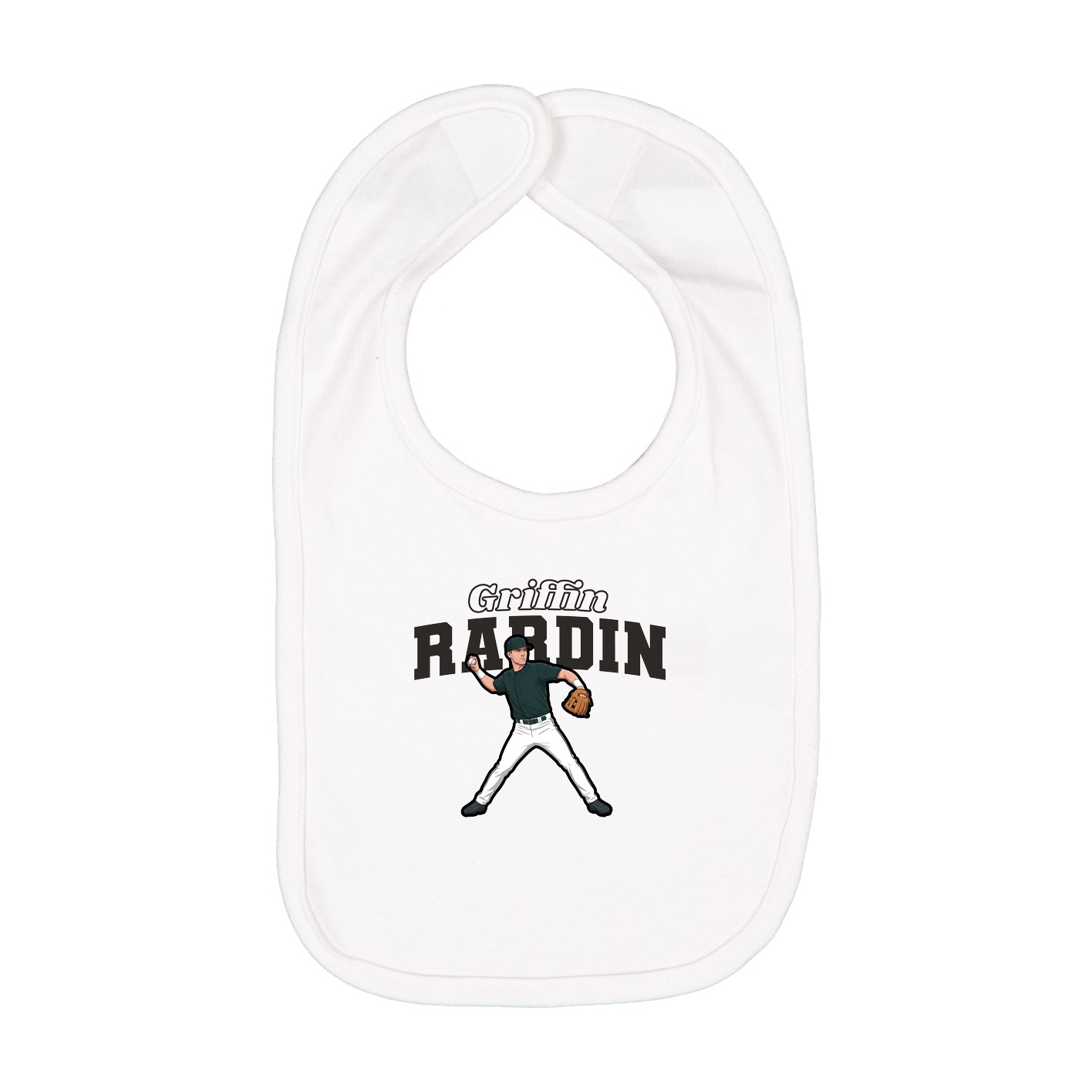 Infant Bib — Name Arch in White