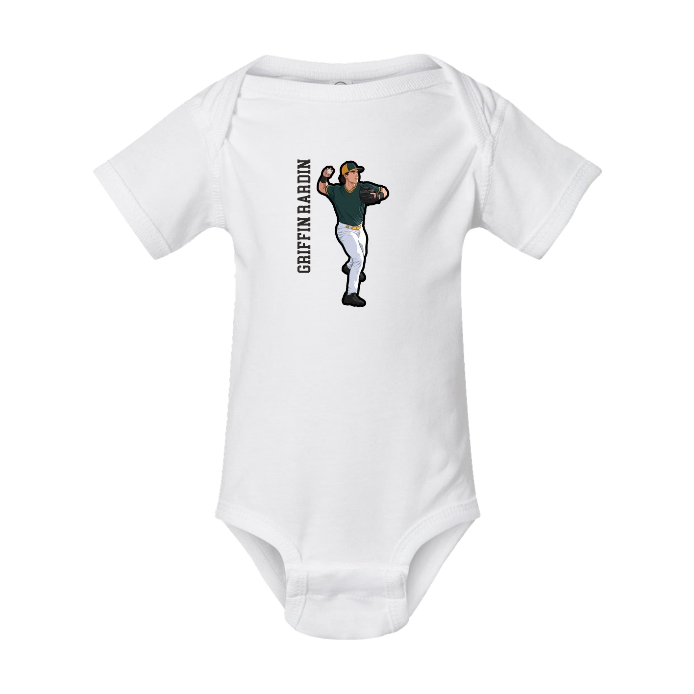 Baby Onesie — Name Vertical in White