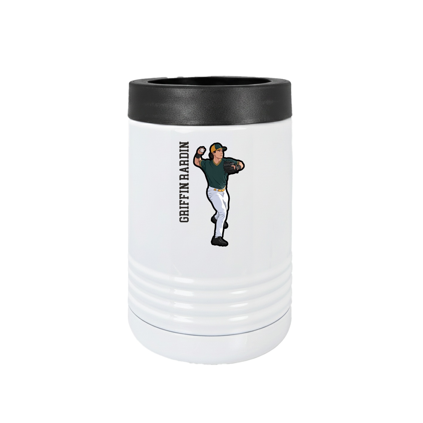 Beverage Holder — Name Vertical in White