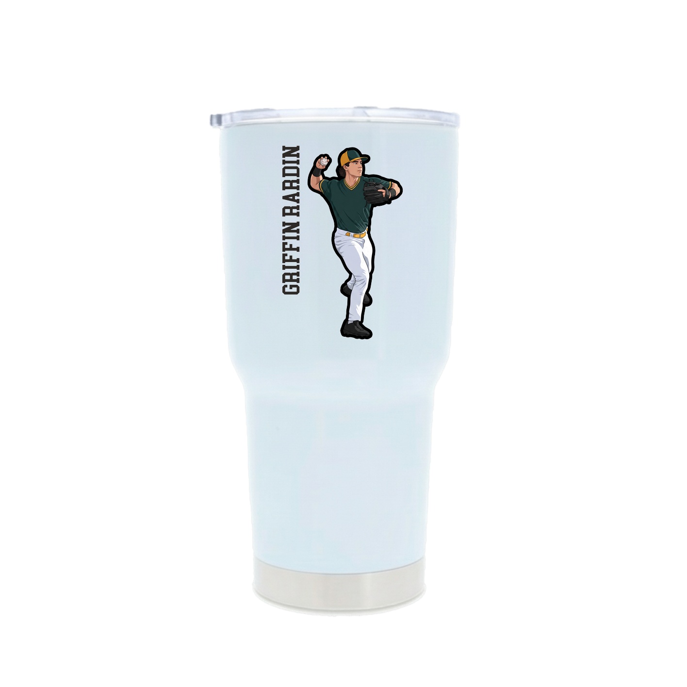 30oz Stainless Steel Tumbler — Name Vertical in White