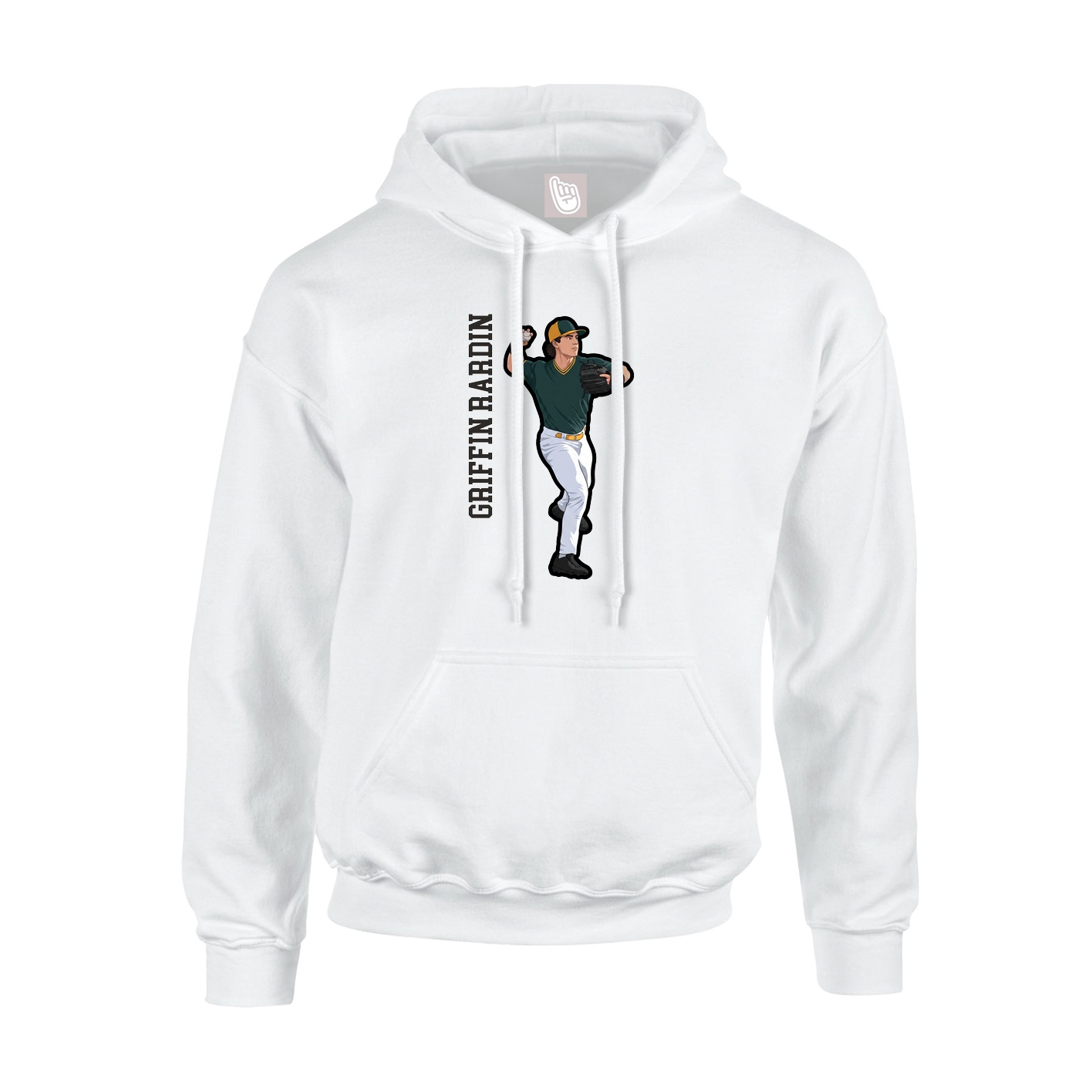 Youth Hoodie — Name Vertical in White