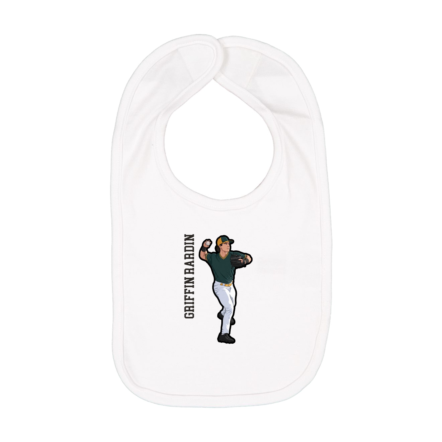 Infant Bib — Name Vertical in White