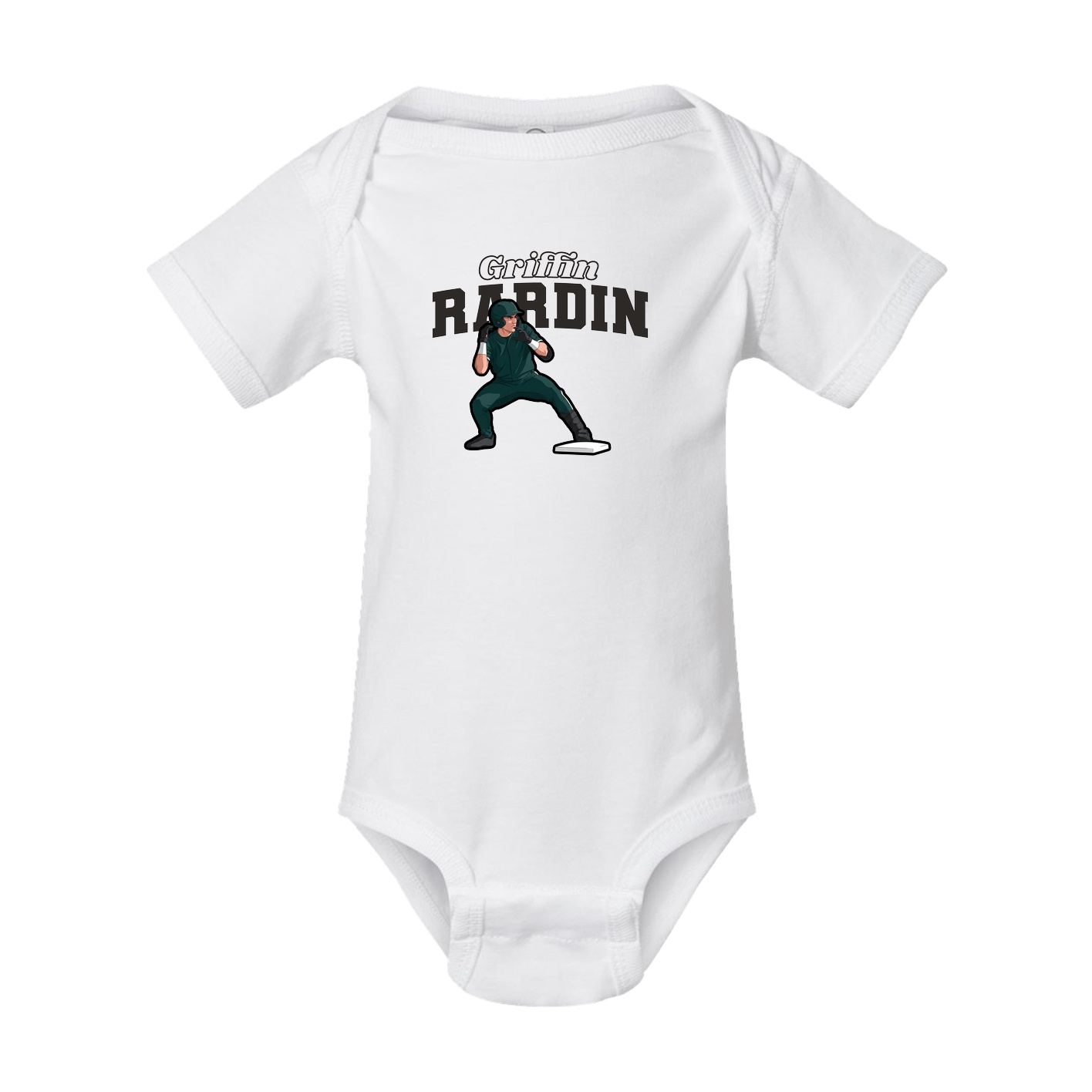 Baby Onesie — Name Arch in White
