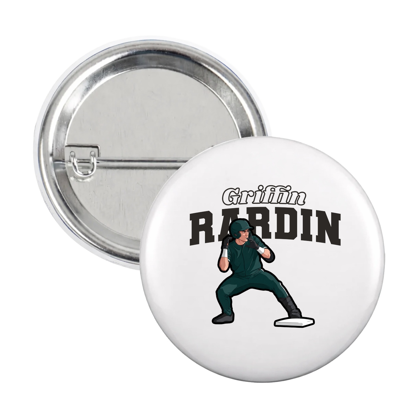 Game Day Button — Name Arch in White