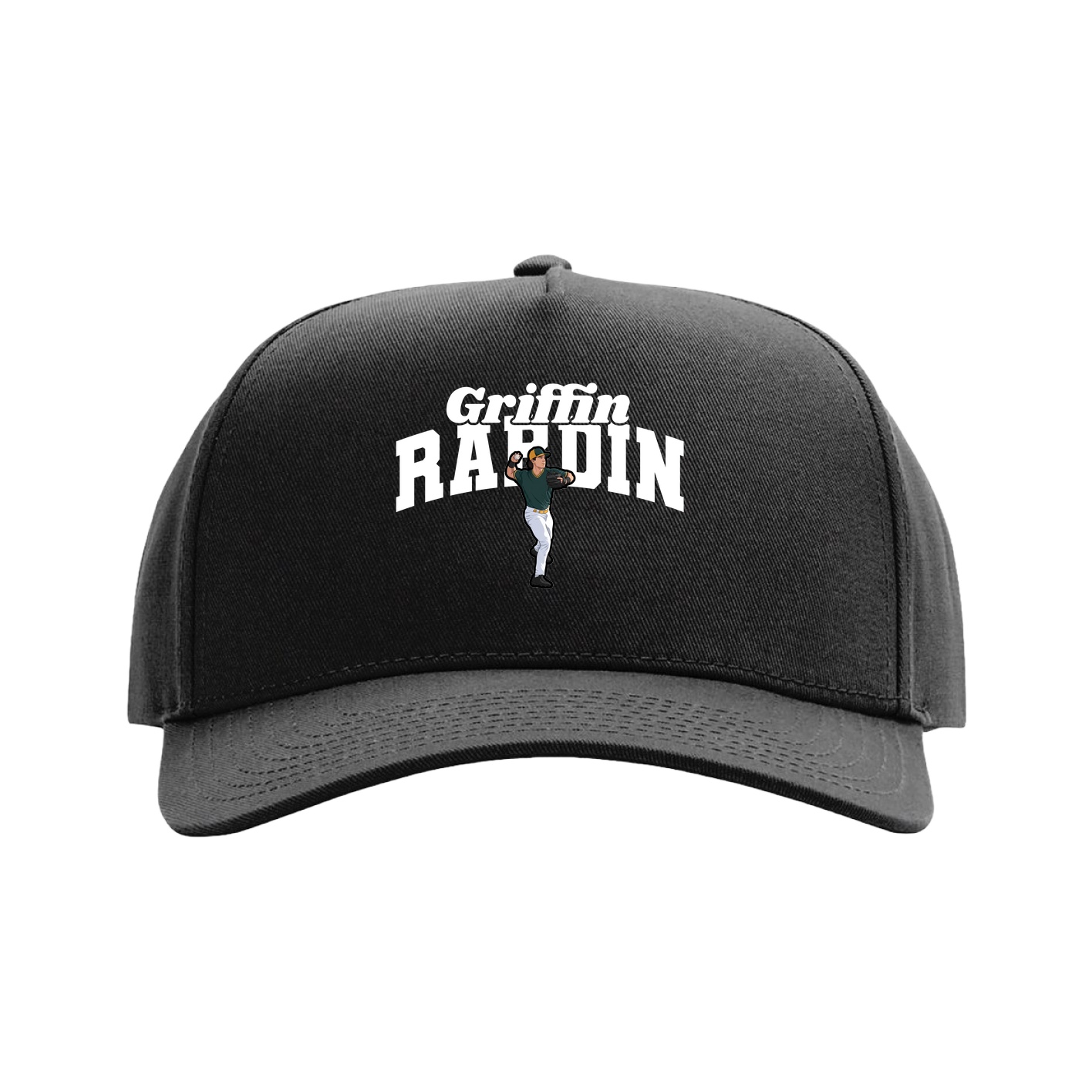 Full Fabric Five-Panel Champ Cap — Signature Arch in Black