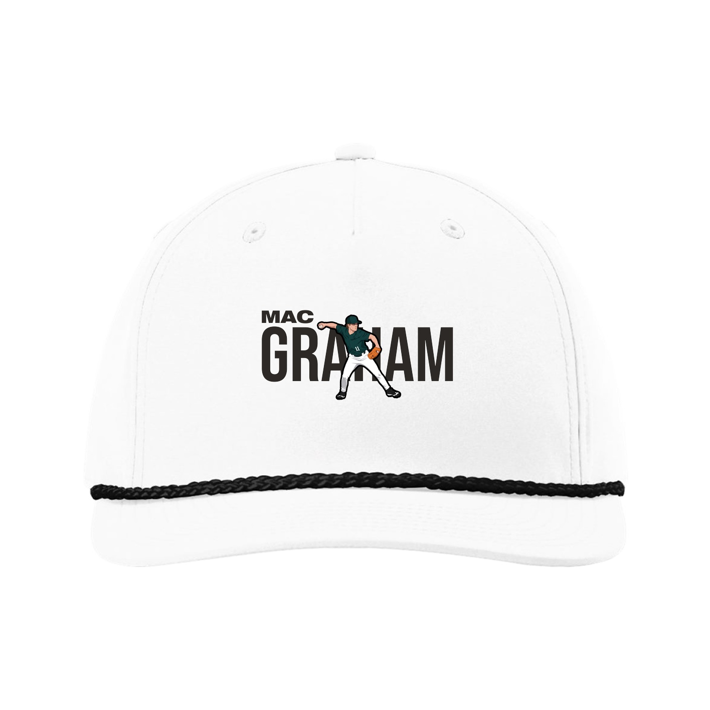 Five-Panel Classic Rope Cap — Player Name in White
