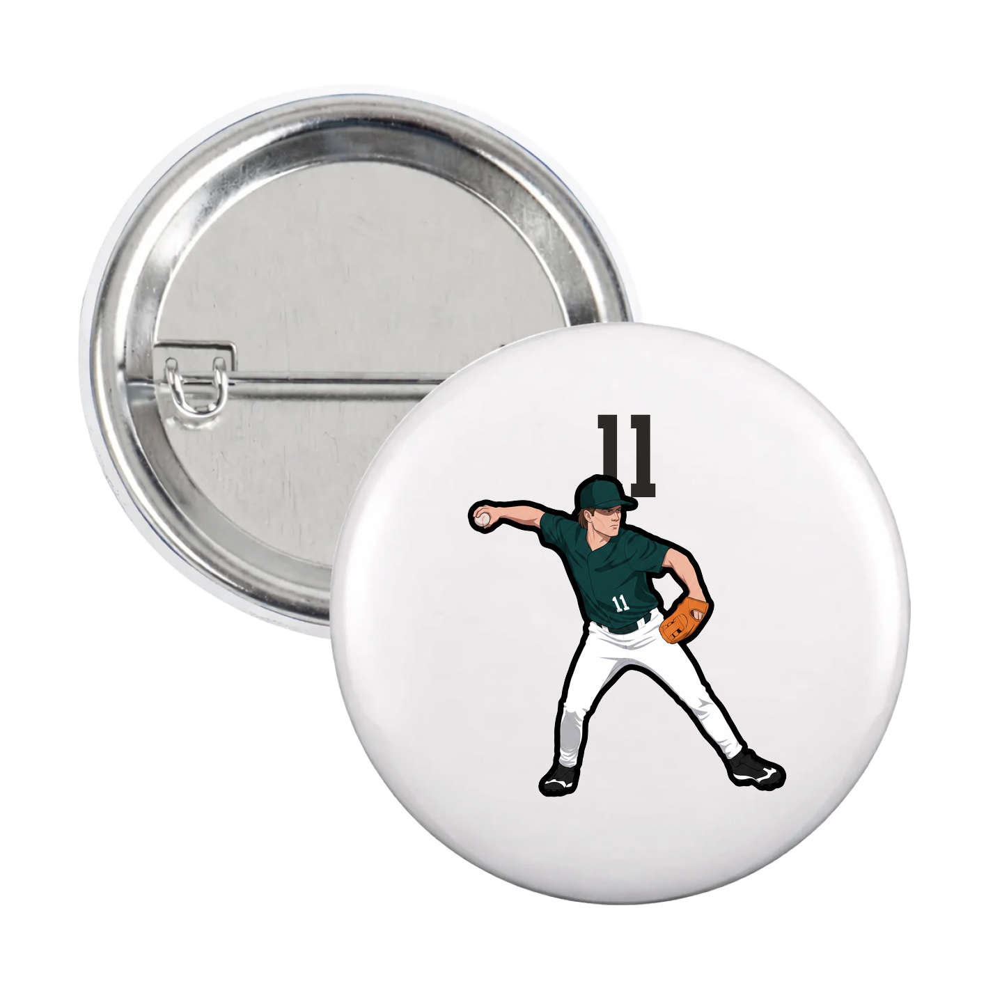 Game Day Button — Number Top in White