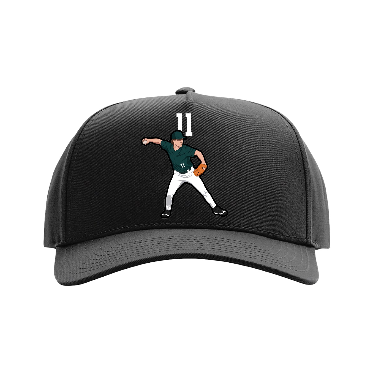 Full Fabric Five-Panel Champ Cap — Number Top in Black