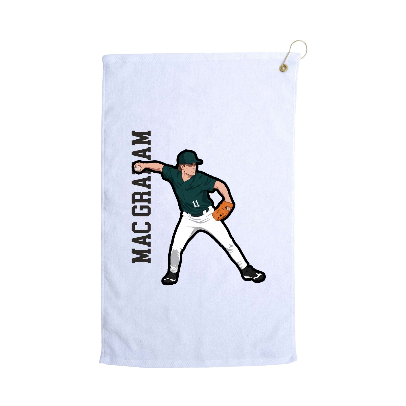 Golf Towel — Name Vertical in White