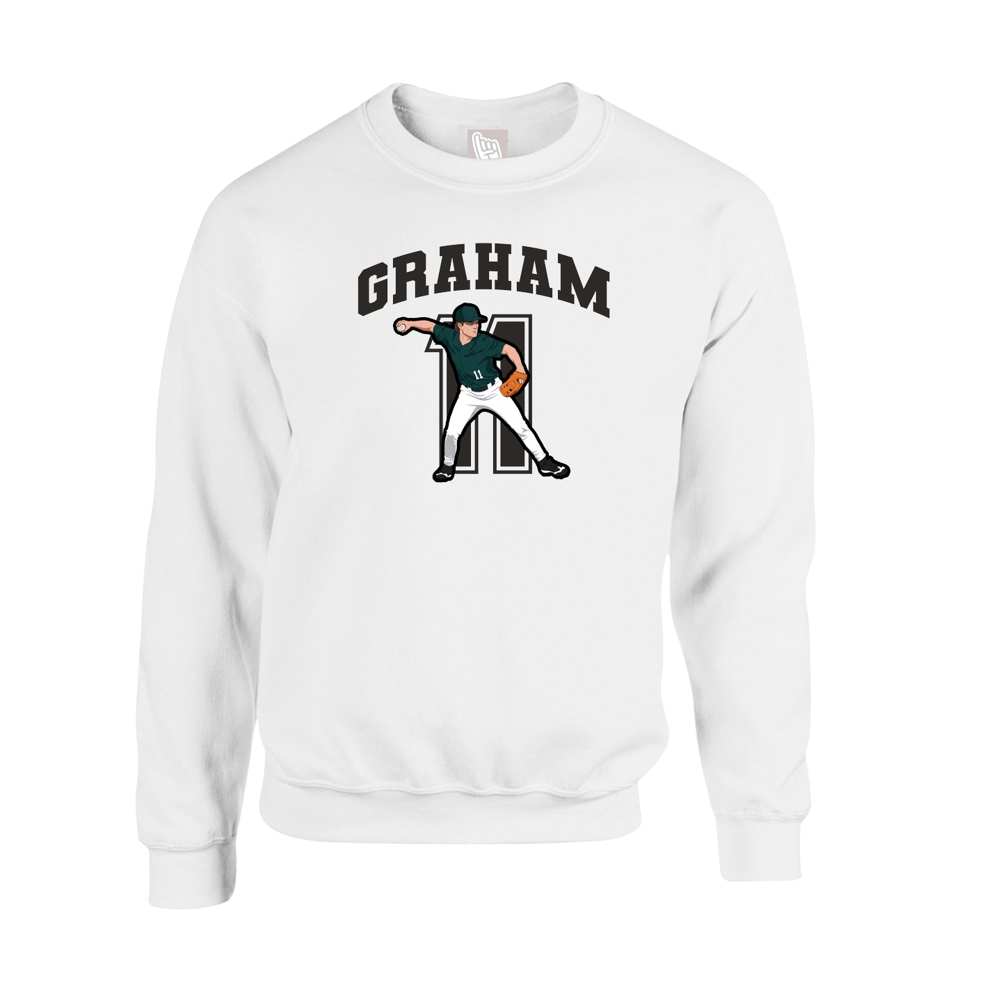 Fleece Crew — Number in White