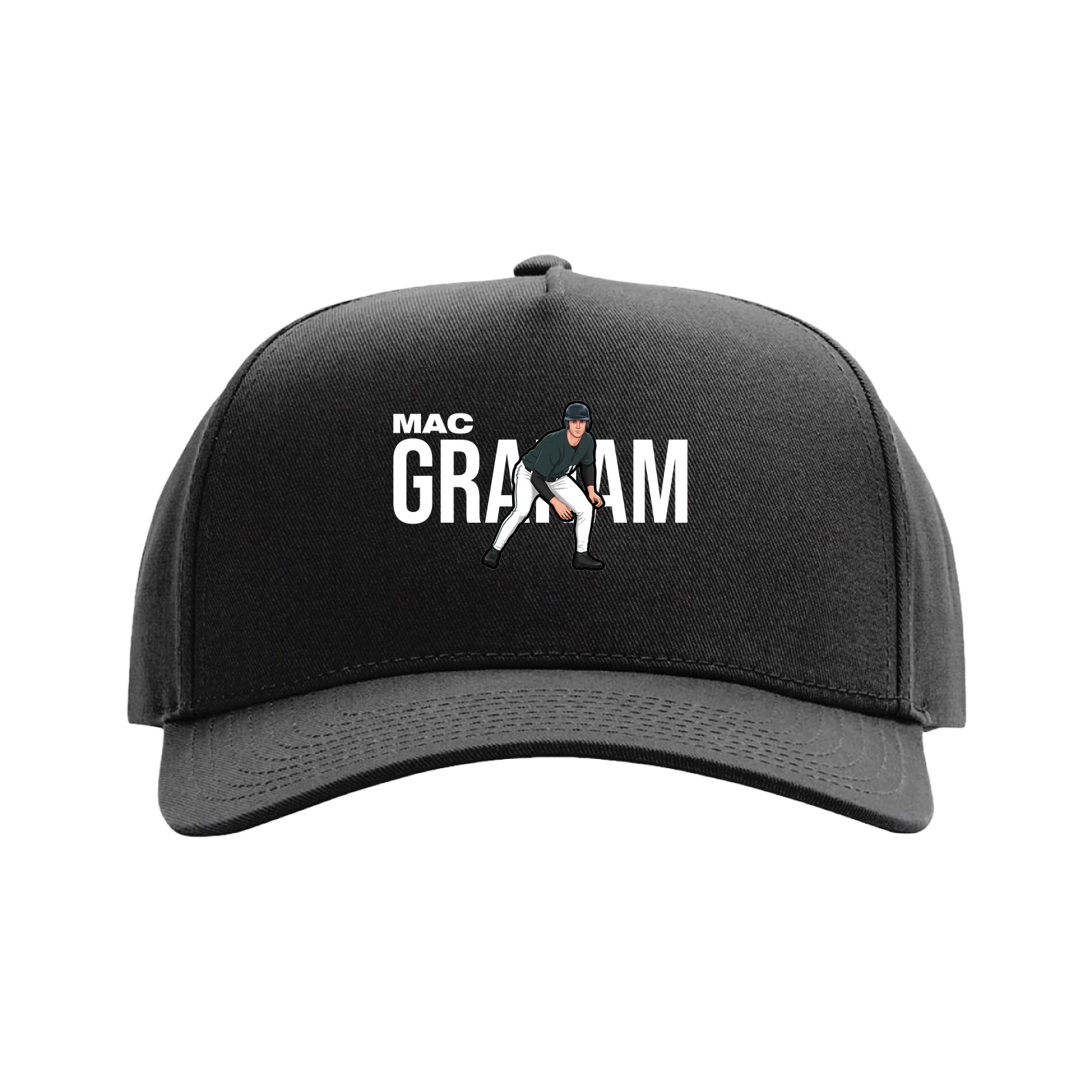 Full Fabric Five-Panel Champ Cap — Player Name in Black