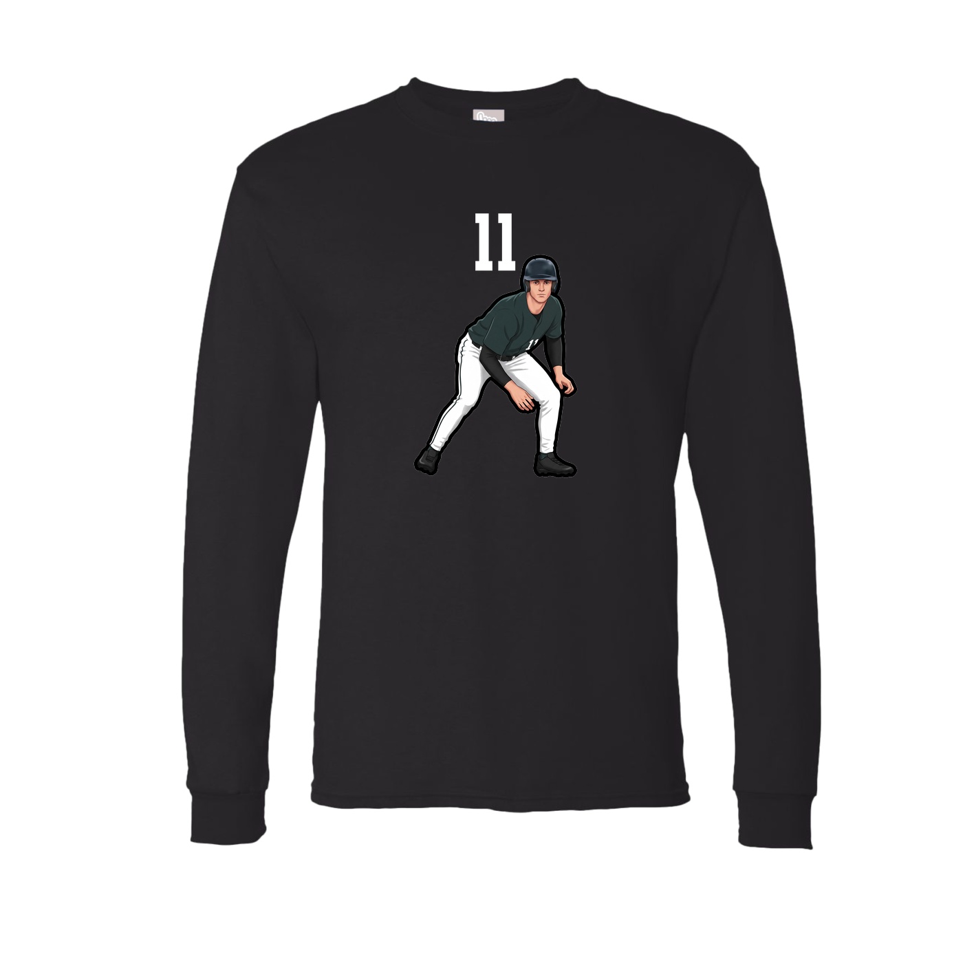 Long Sleeve Tee — Number Top in Black