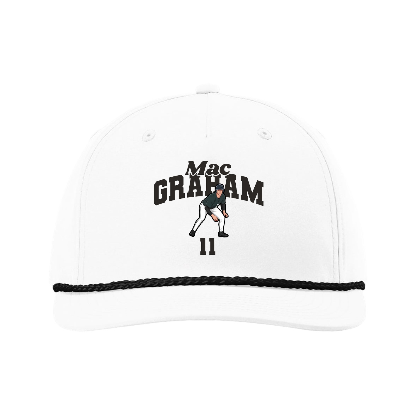 Five-Panel Classic Rope Cap — Signature Arch in White