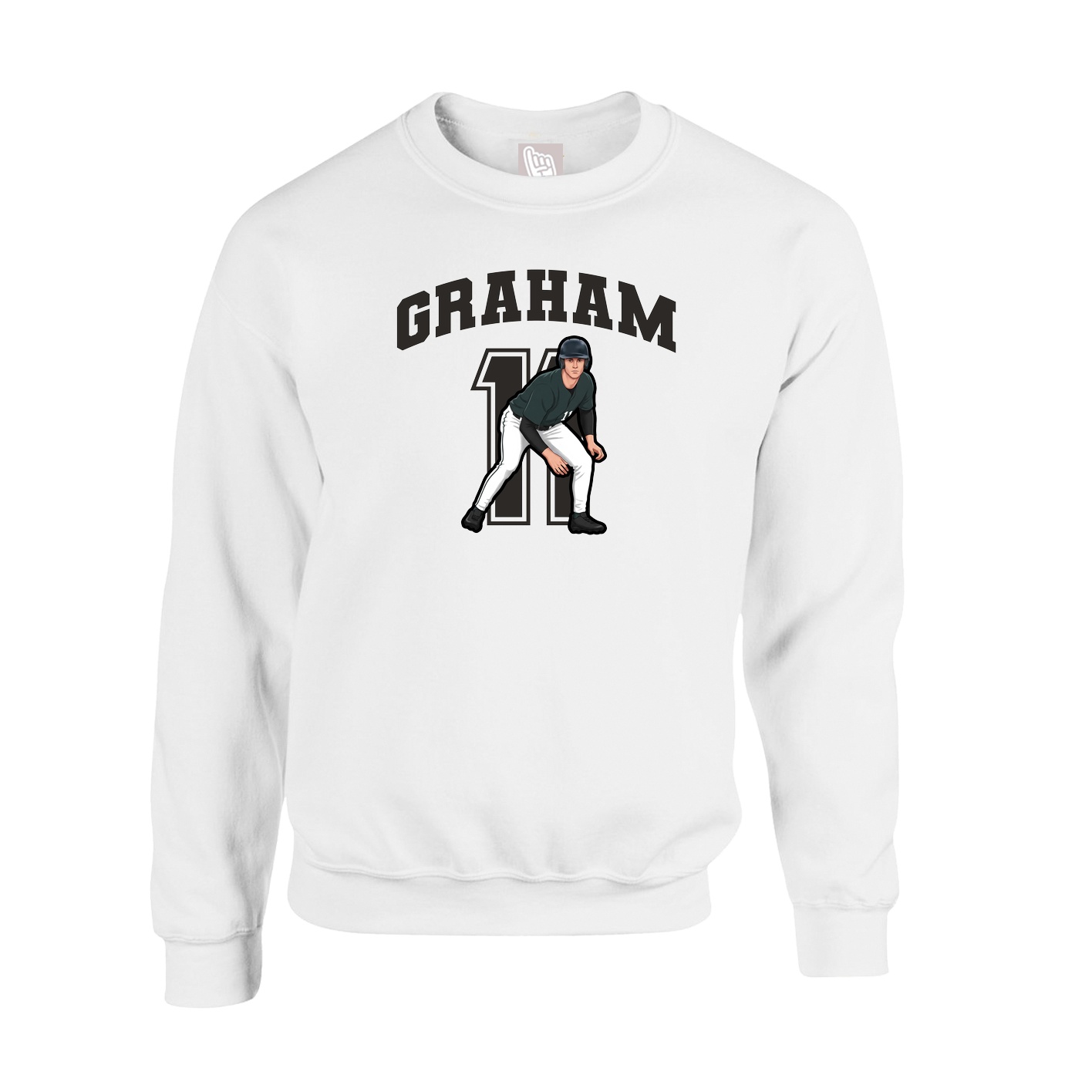 Fleece Crew — Number in White