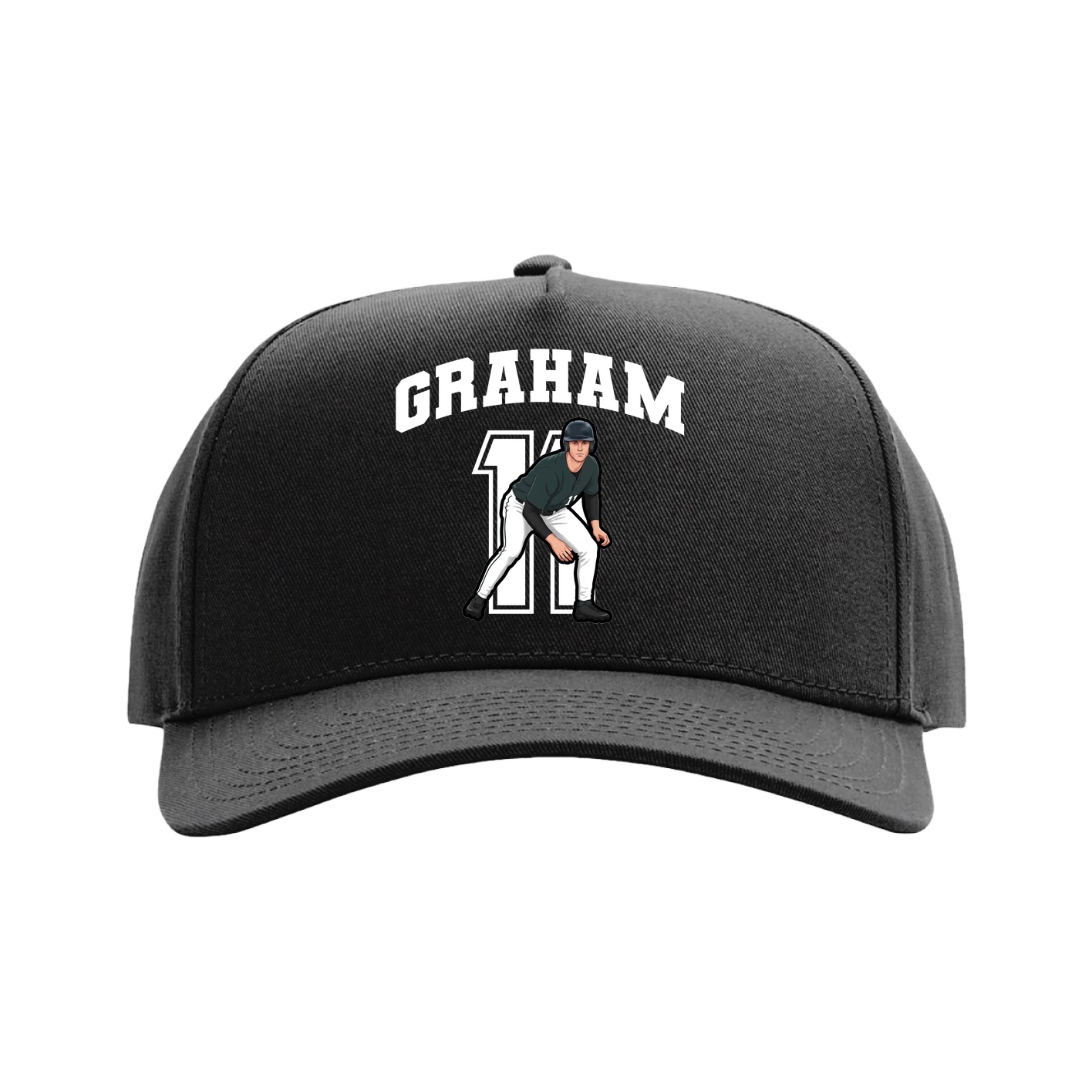 Full Fabric Five-Panel Champ Cap — Number in Black