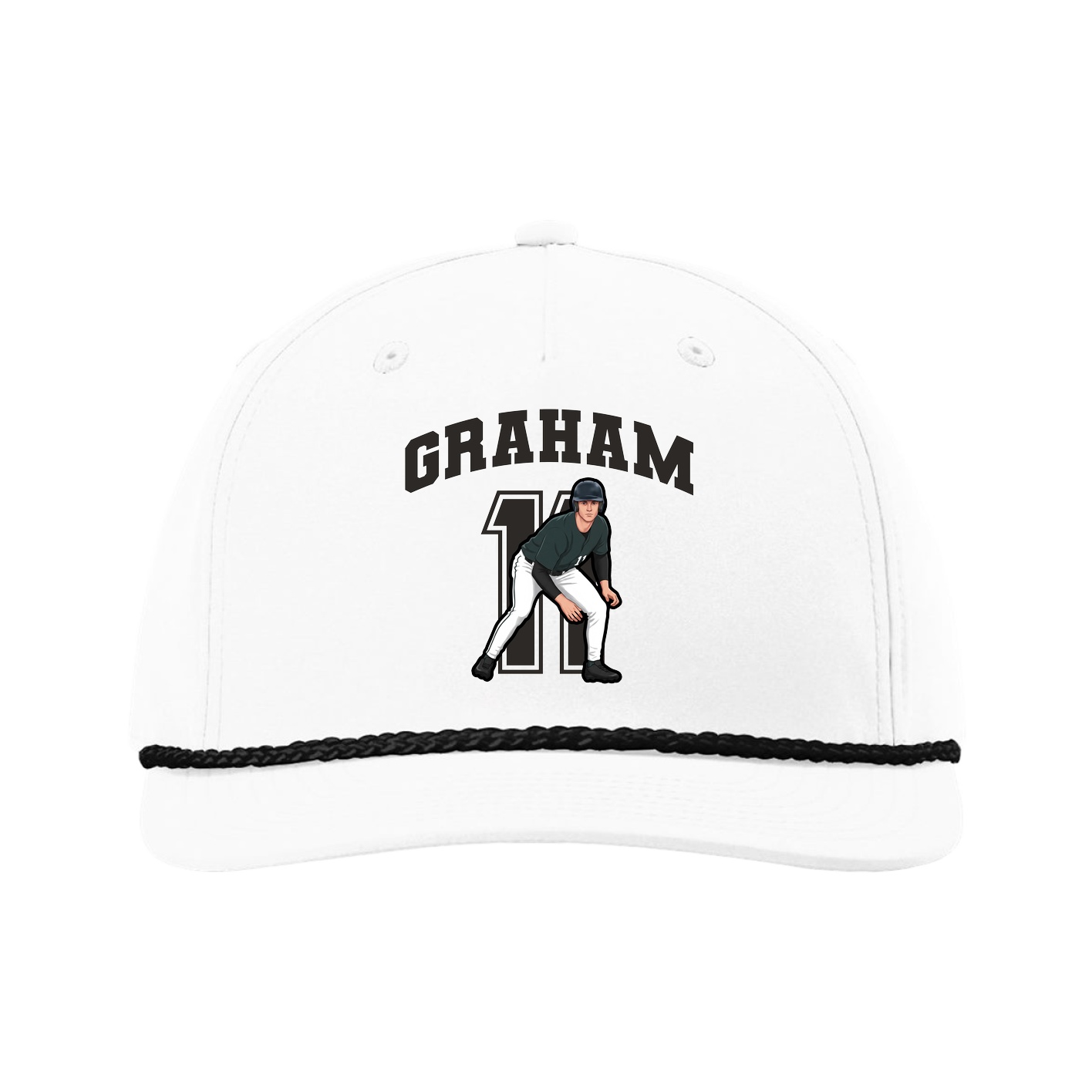 Five-Panel Classic Rope Cap — Number in White
