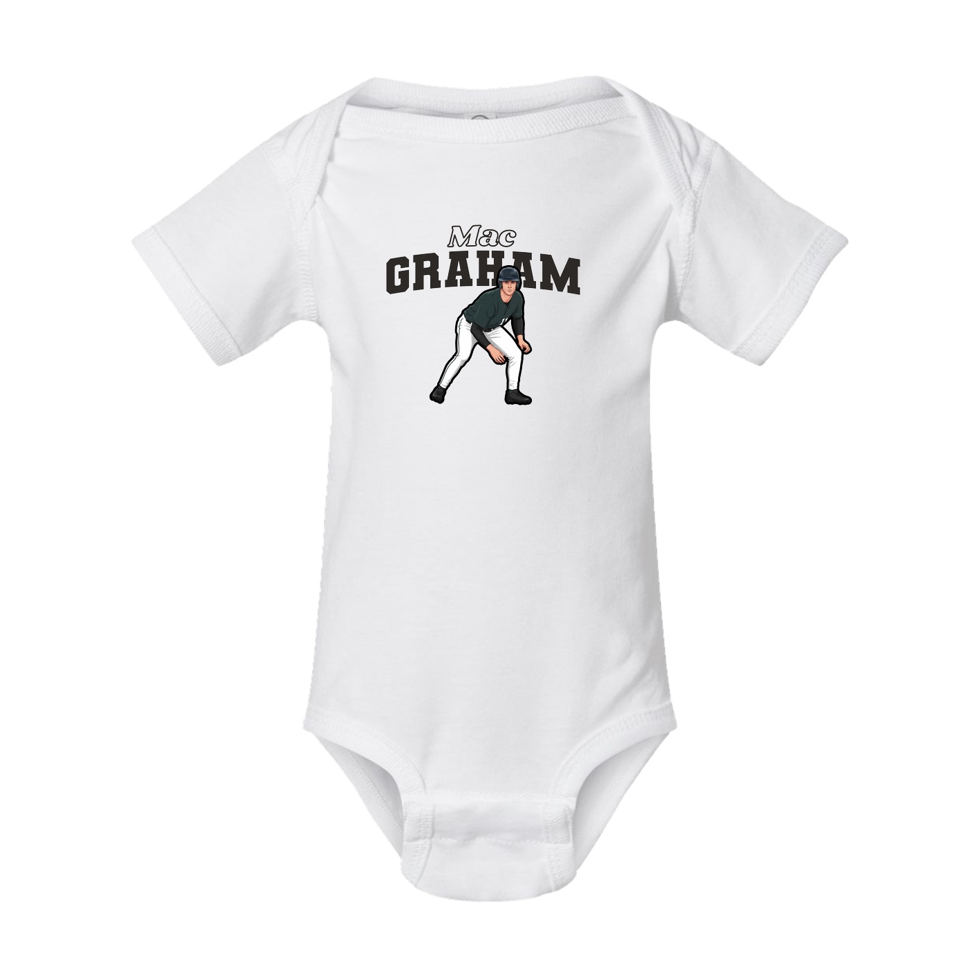 Baby Onesie — Name Arch in White