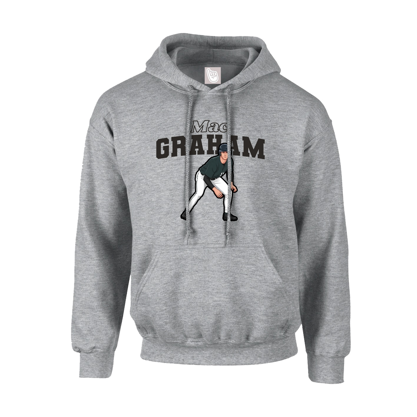 Hoodie — Name Arch in Grey