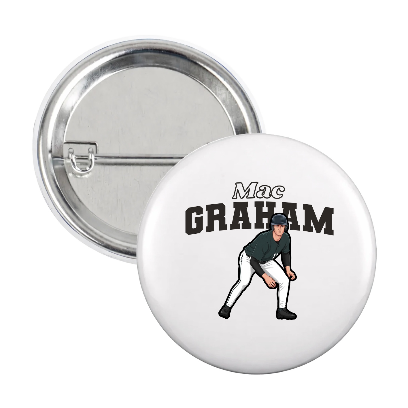 Game Day Button — Name Arch in White