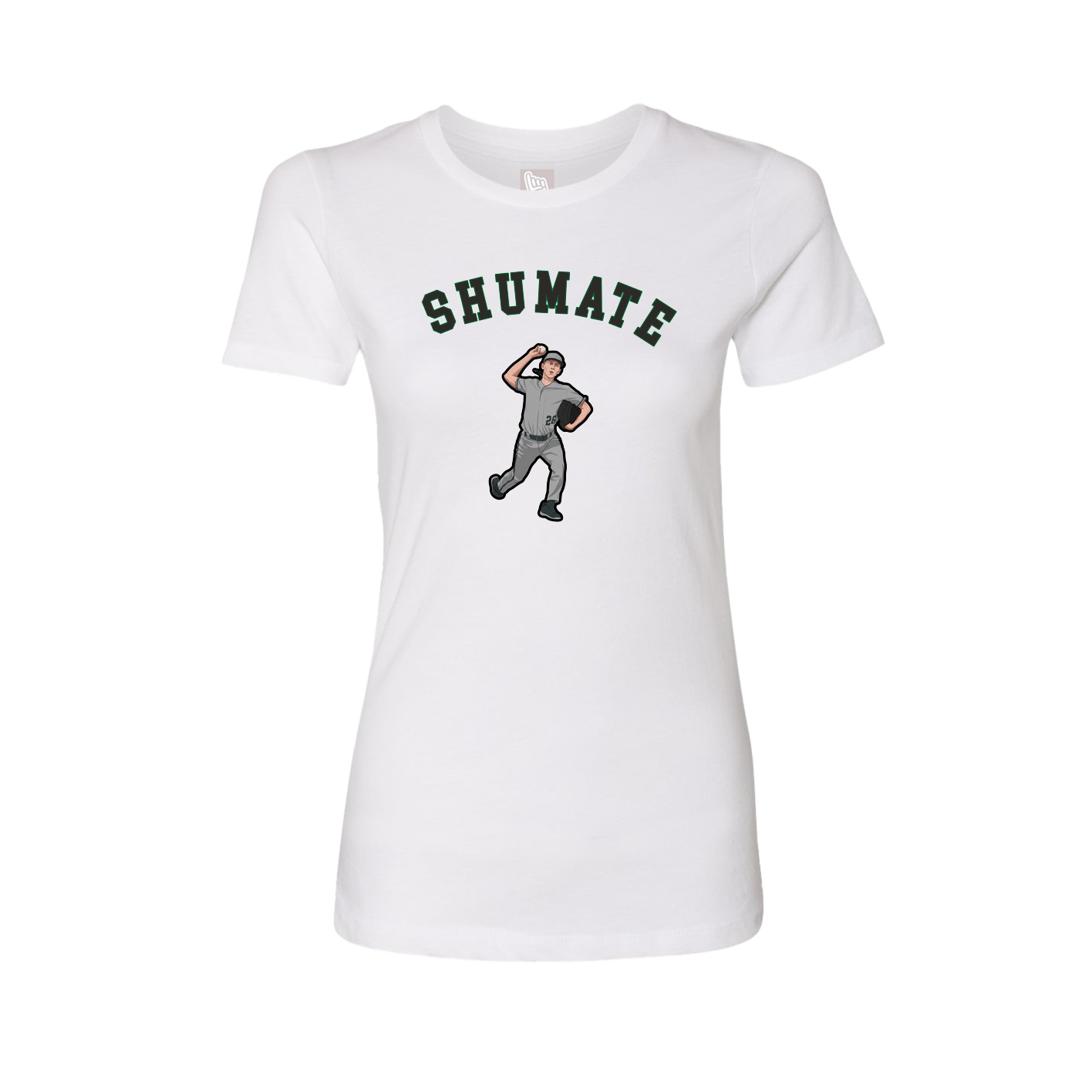 Fitted Women's Tee — Shirsey Arch in White