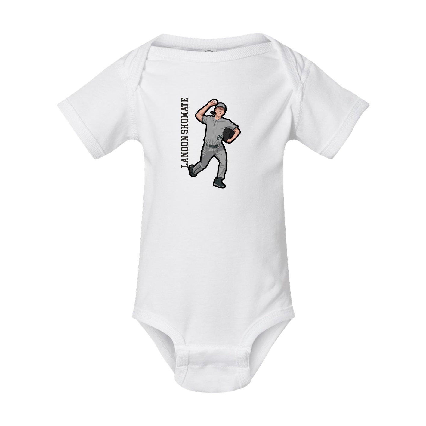 Baby Onesie — Name Vertical in White