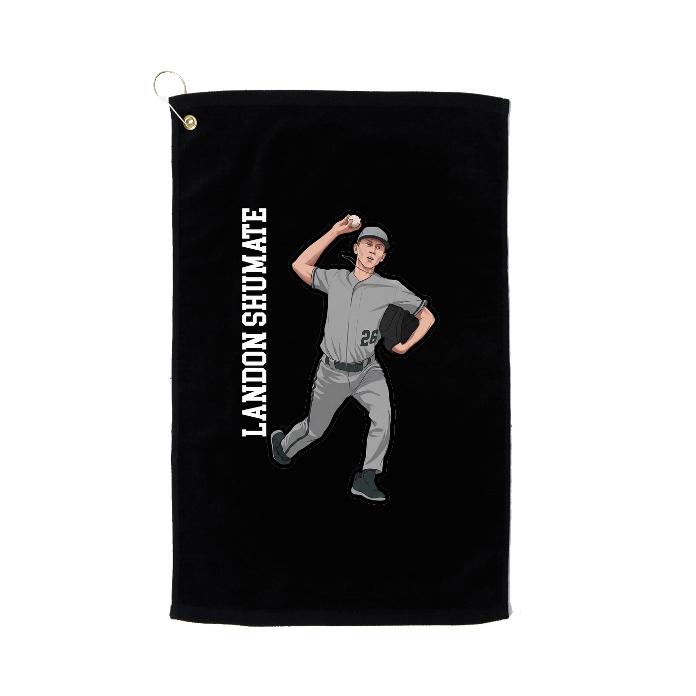 Golf Towel — Name Vertical in Black