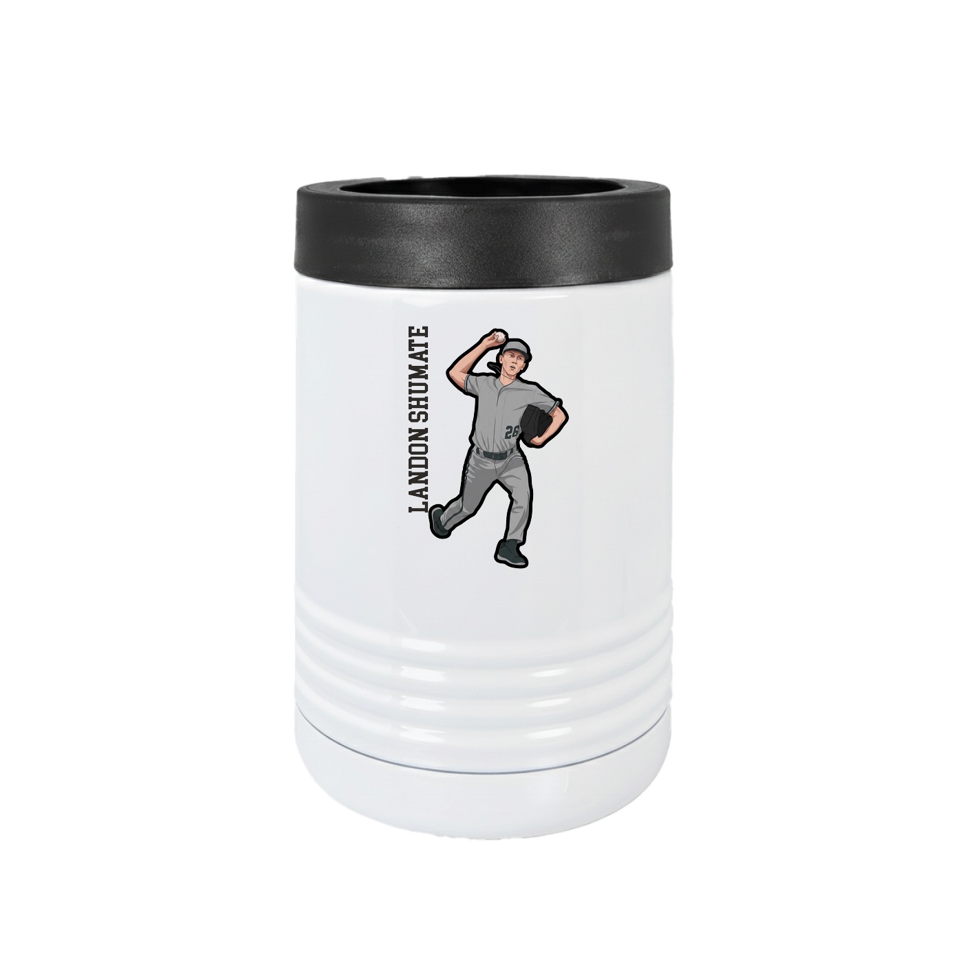Beverage Holder — Name Vertical in White