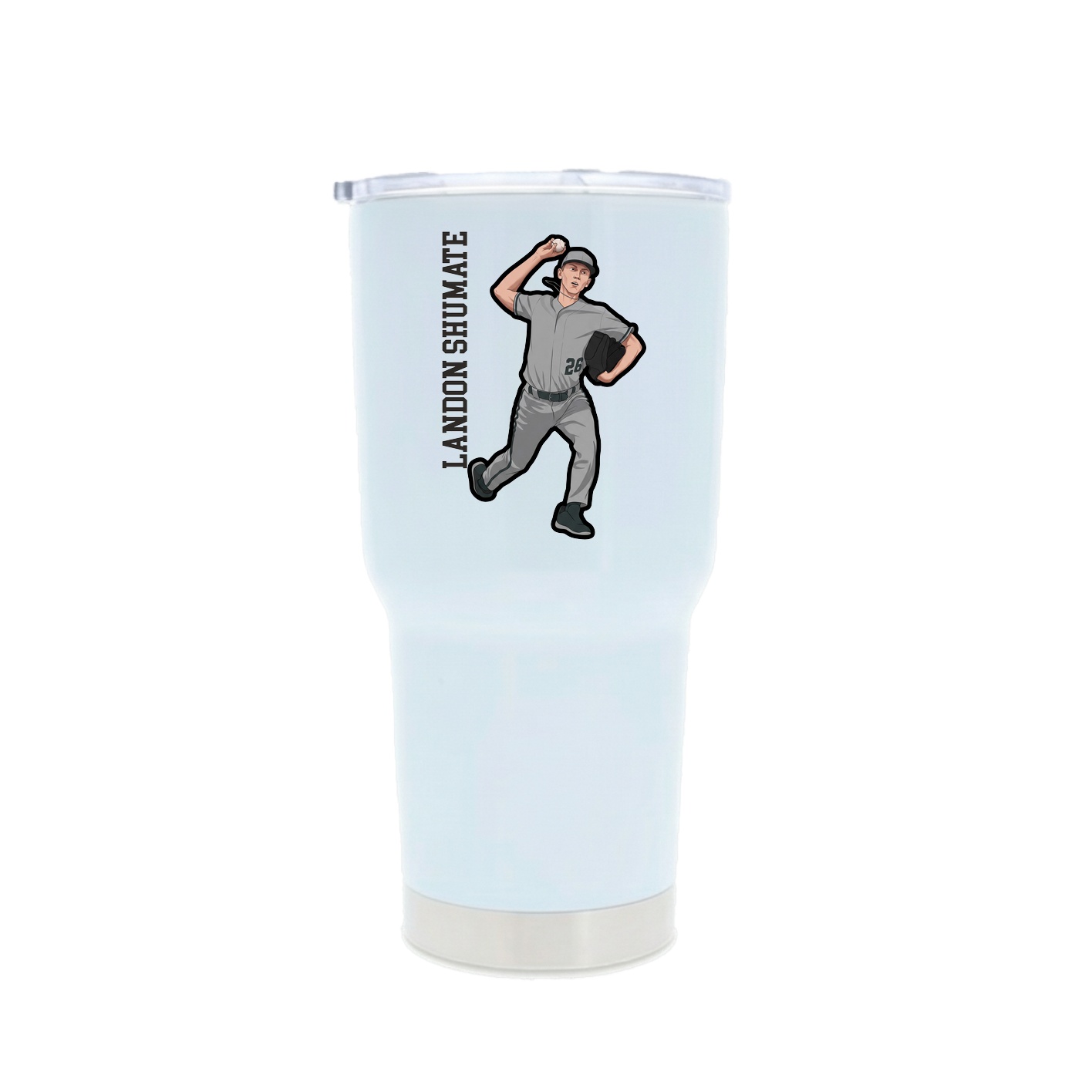 30oz Stainless Steel Tumbler — Name Vertical in White