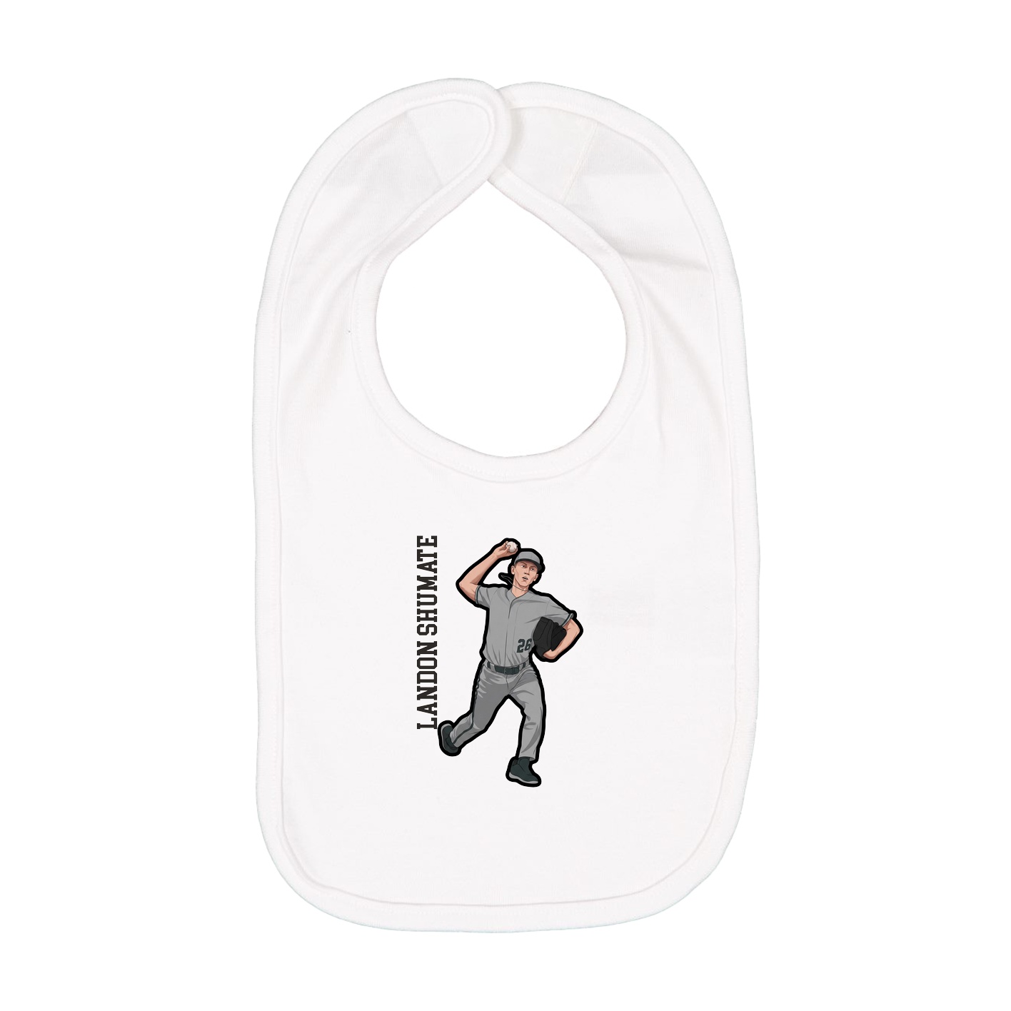 Infant Bib — Name Vertical in White